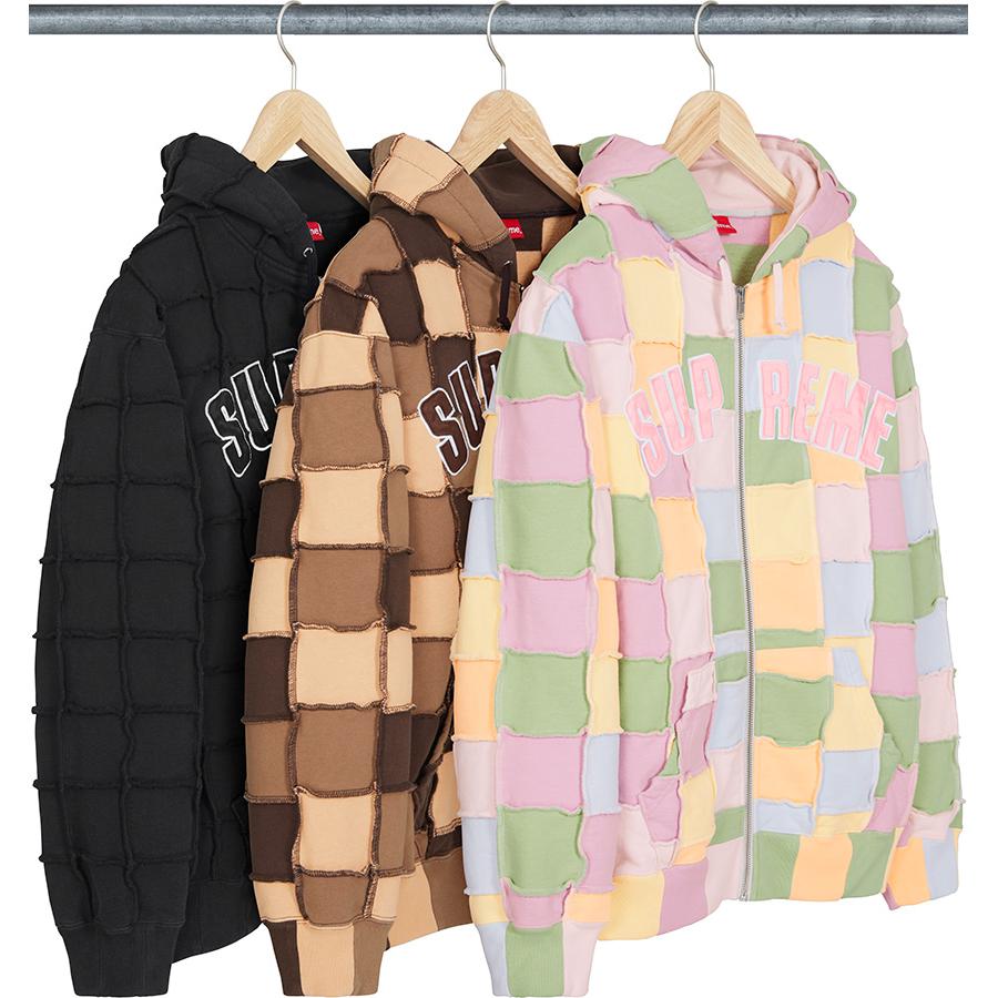Supreme Reverse Patchwork Zip Up Hooded-