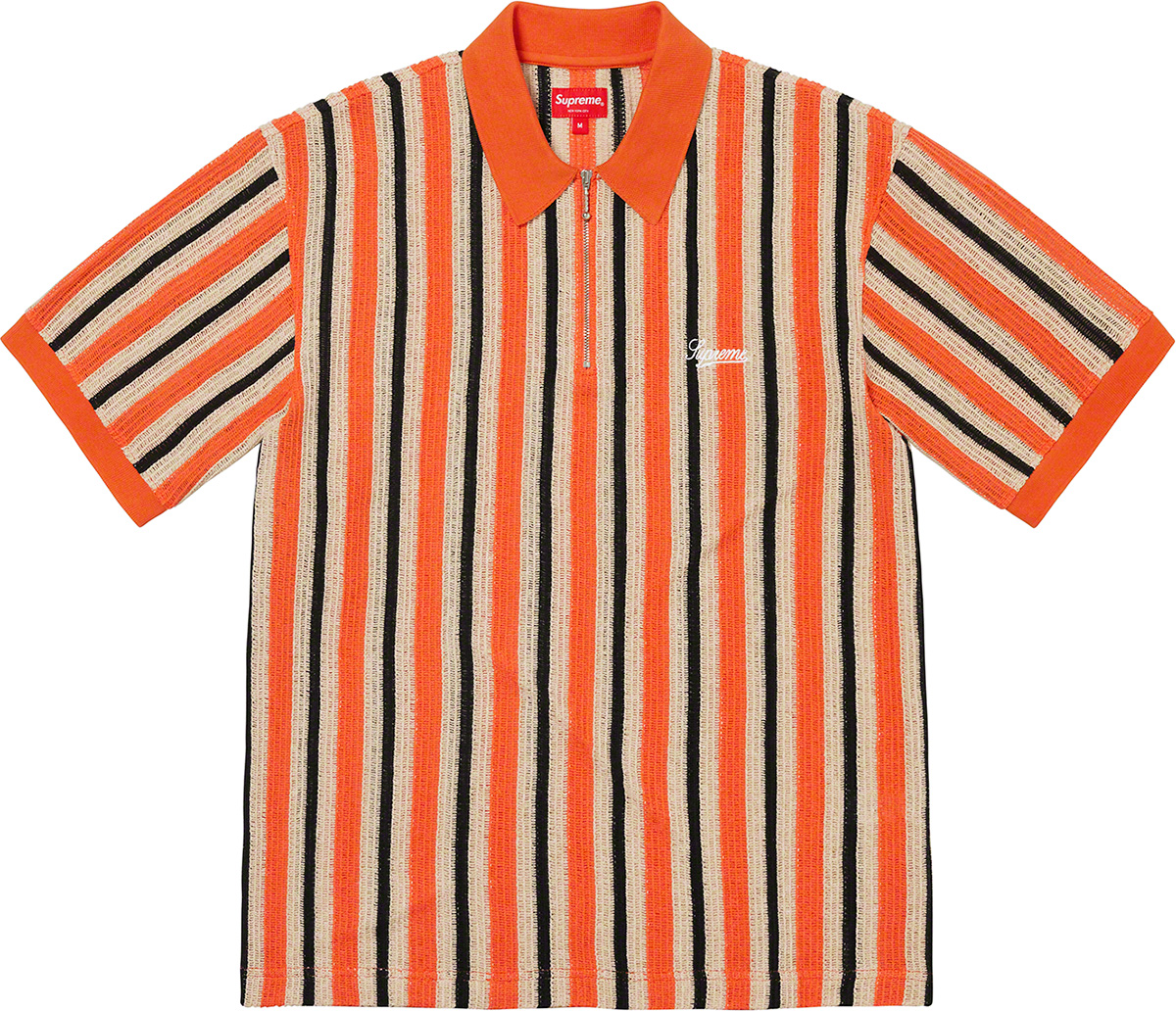 Supreme Open Knit Stripe Zip Polo M - ポロシャツ