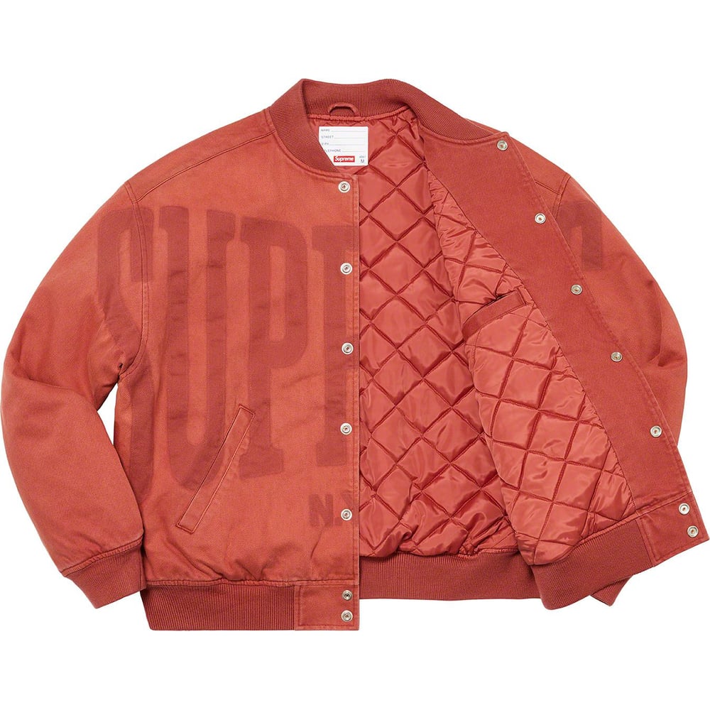 Details on Washed Knockout Denim Varsity Jacket [hidden] from spring summer
                                                    2023 (Price is $248)