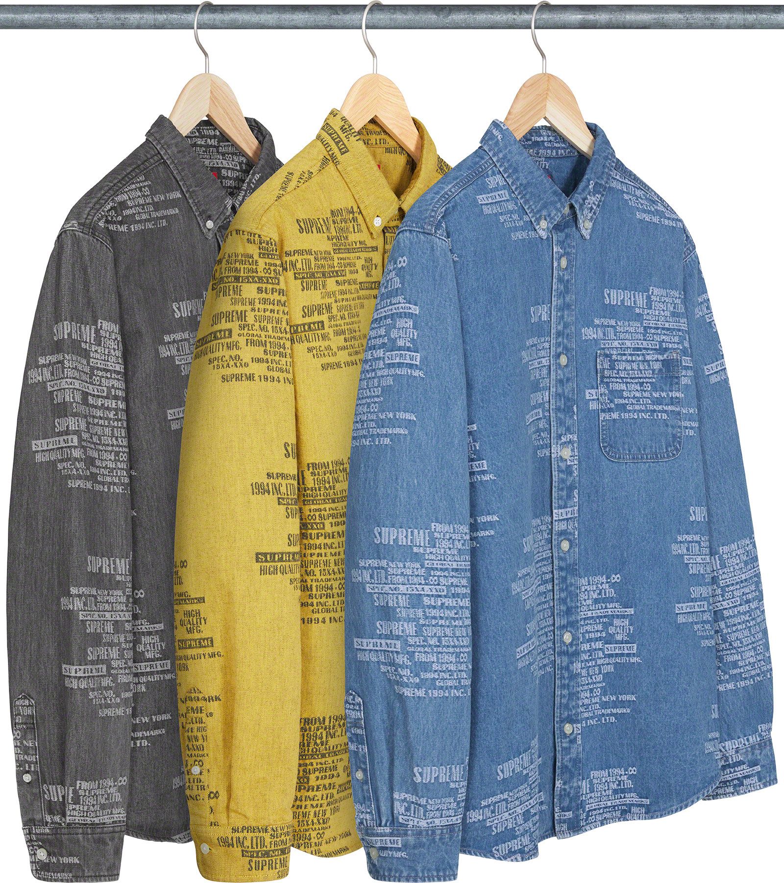 Kool Kiy Men's Supreme Trademark Jacquard Denim Shirt