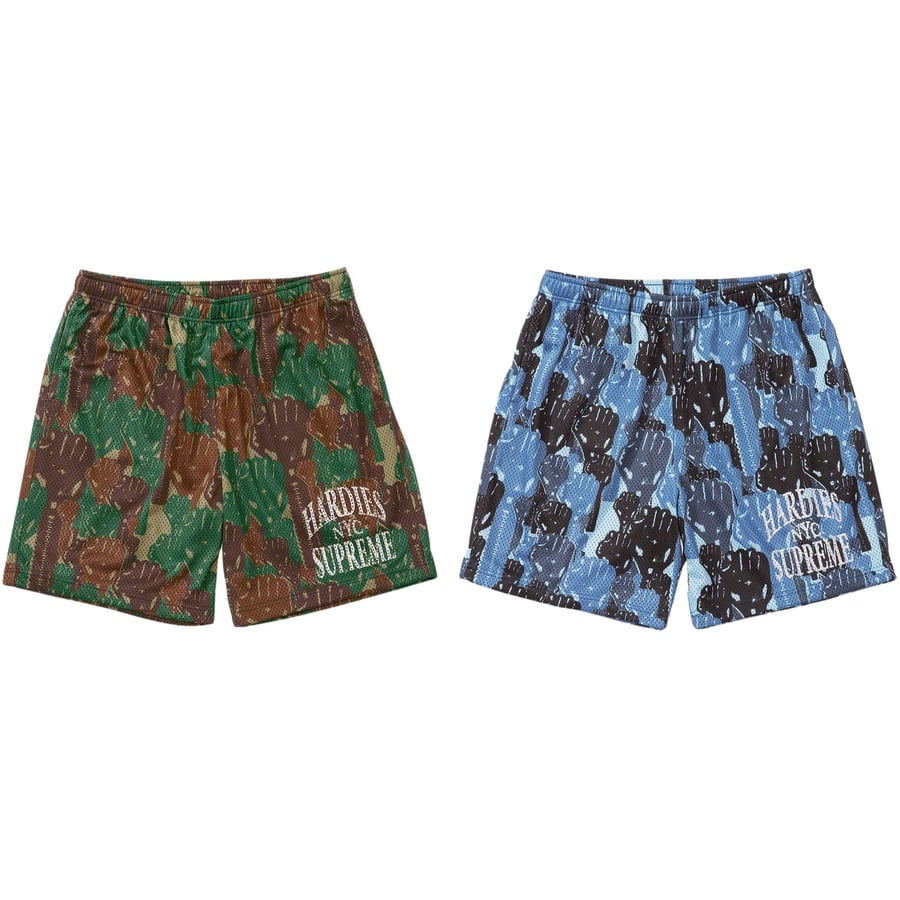 Details on Supreme Hardies Camo Basketball Short from spring summer
                                            2023 (Price is $118)