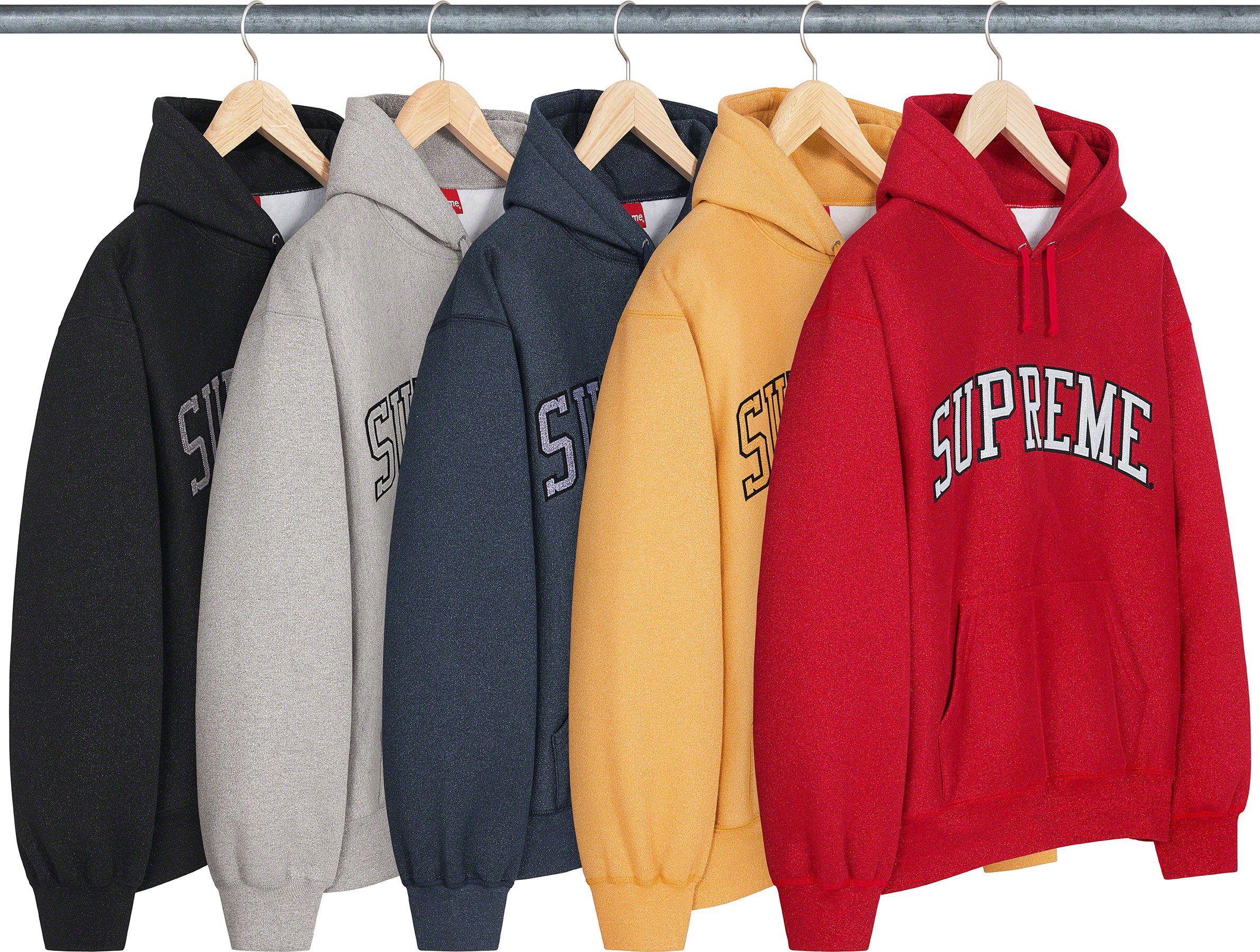 Supreme 2023 Glitter Arc Logo Hoodie - Metallic Sweatshirts & Hoodies,  Clothing - WSPME66311
