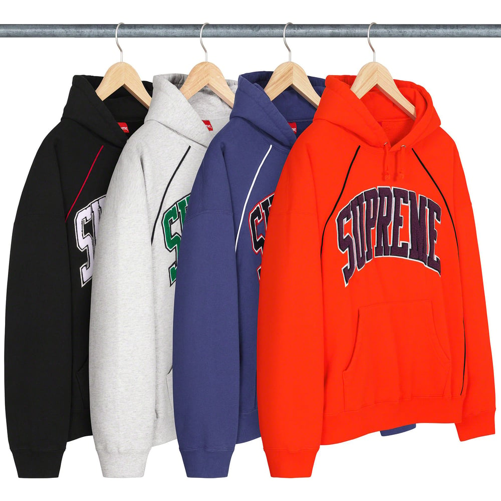 Supreme Boxy Piping Arc Hooded Sweatshirt releasing on Week 15 for spring summer 2023