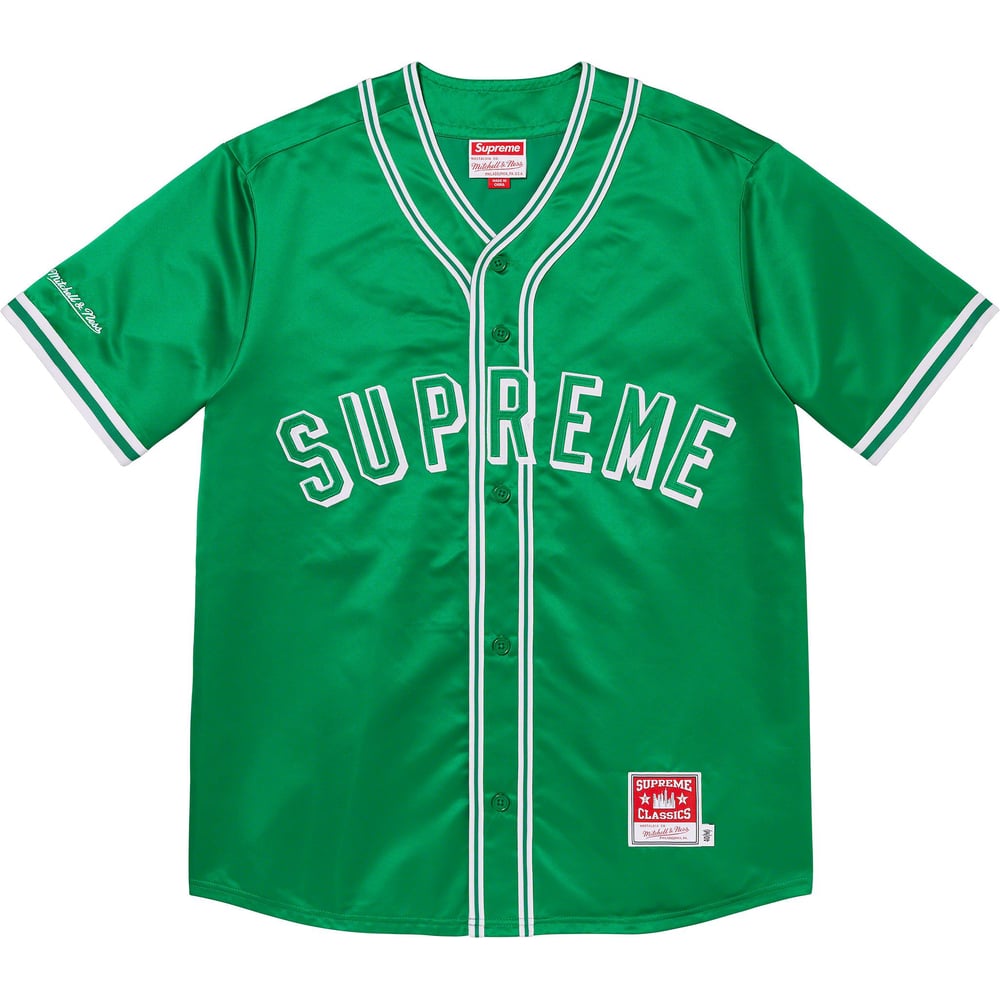 Details on Supreme Mitchell & Ness Satin Baseball Jersey  from spring summer
                                                    2023 (Price is $158)