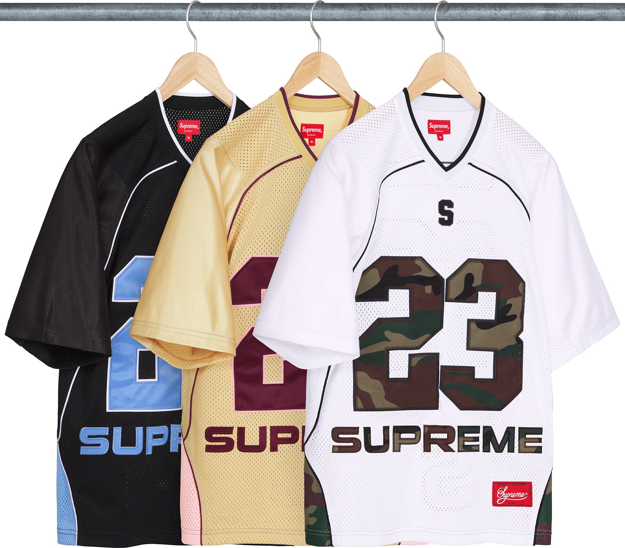 Supreme Hooded Soccer Jersey 2023 Black White Bright Green 3colors Size  S-XXL