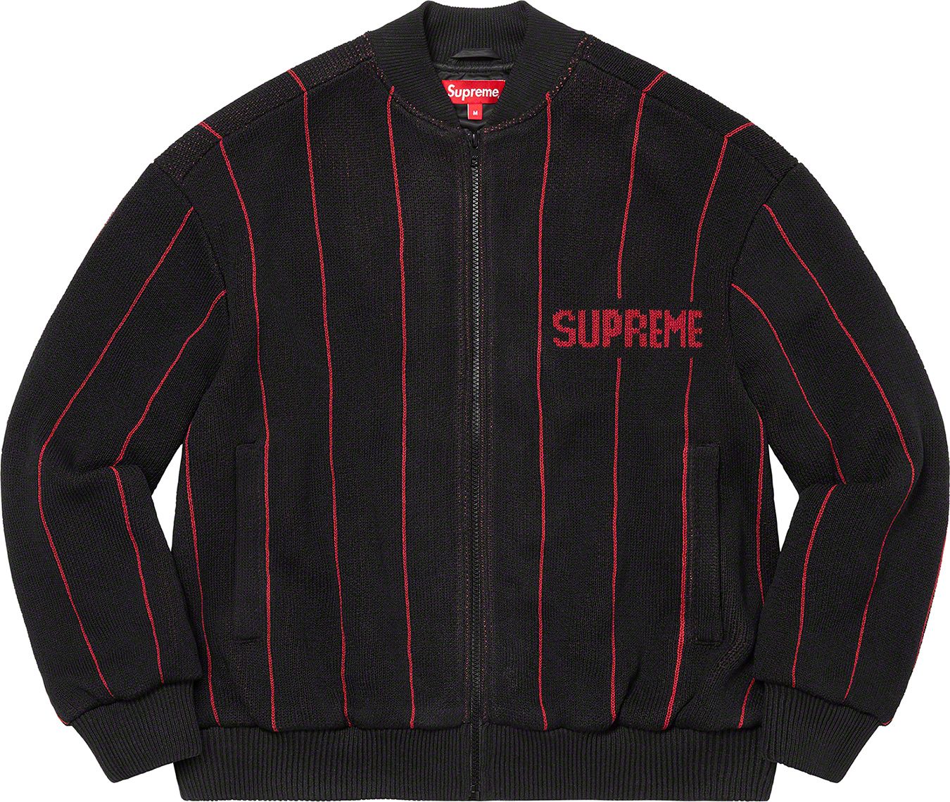 Pinstripe Varsity Zip Up Sweater - spring summer 2023 - Supreme