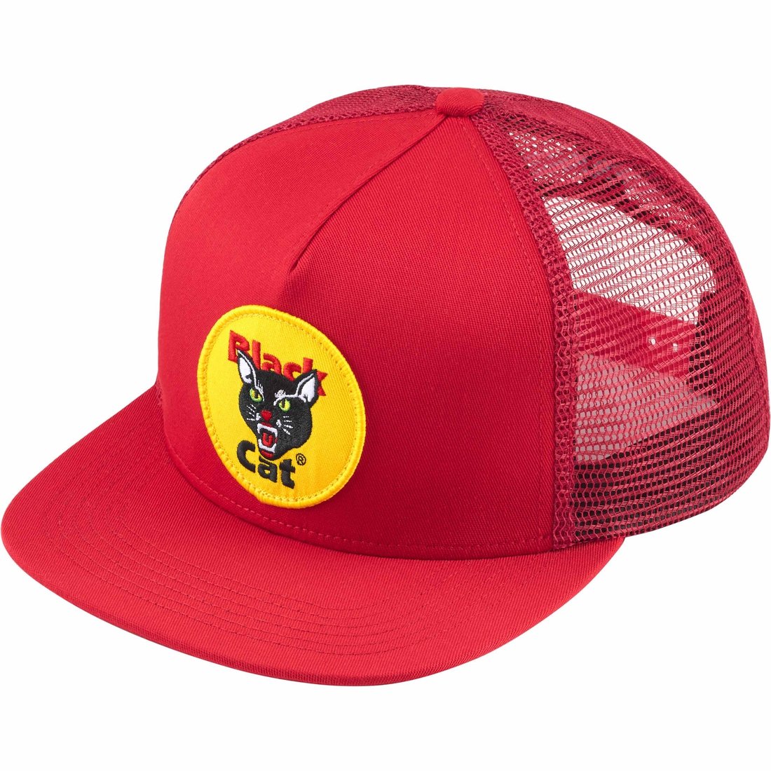 Details on Black Cat Mesh Back 5-Panel Red from spring summer
                                                    2024 (Price is $48)