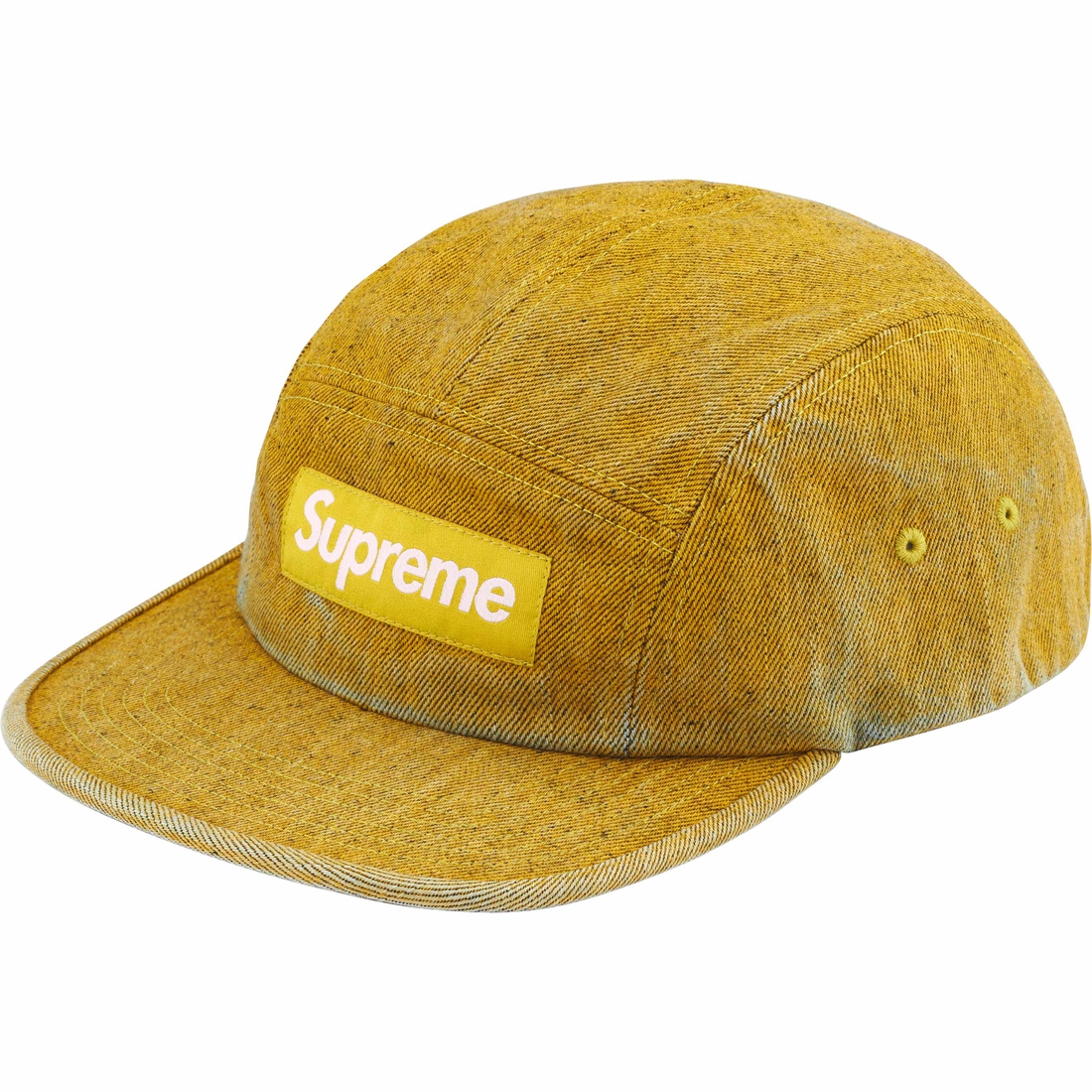 Details on Coated Denim Camp Cap Yellow from spring summer
                                                    2024 (Price is $54)