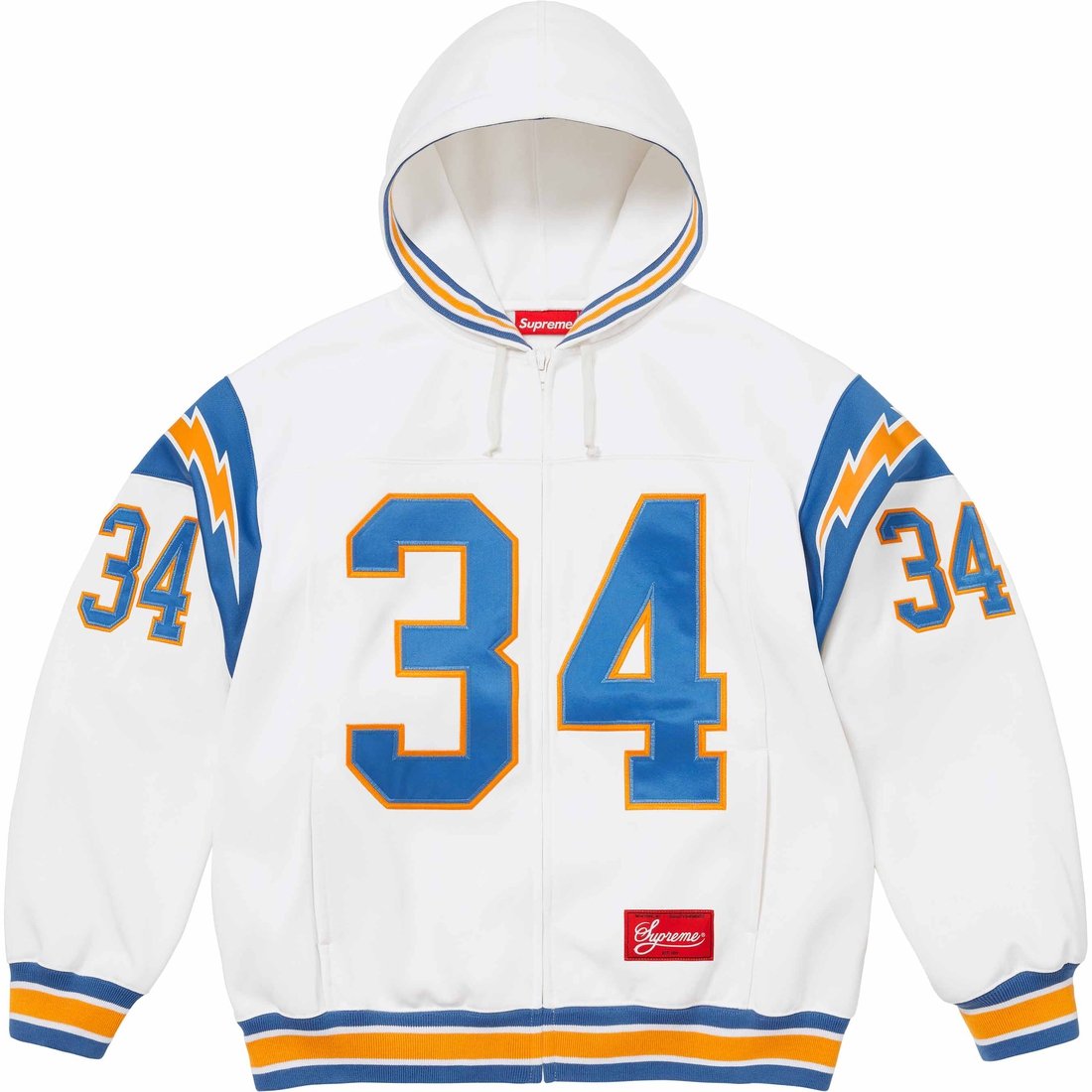 Details on Football Zip Up Hooded Sweatshirt White from spring summer
                                                    2024 (Price is $178)