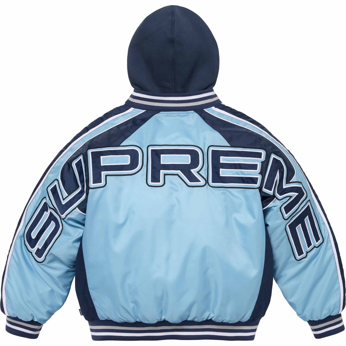 Details on Hooded Stadium Jacket Blue from spring summer
                                                    2024 (Price is $238)