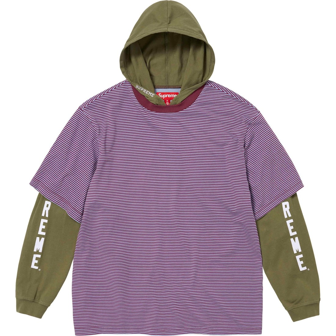 Details on Layered Hooded L S Top Olive from spring summer
                                                    2024 (Price is $98)