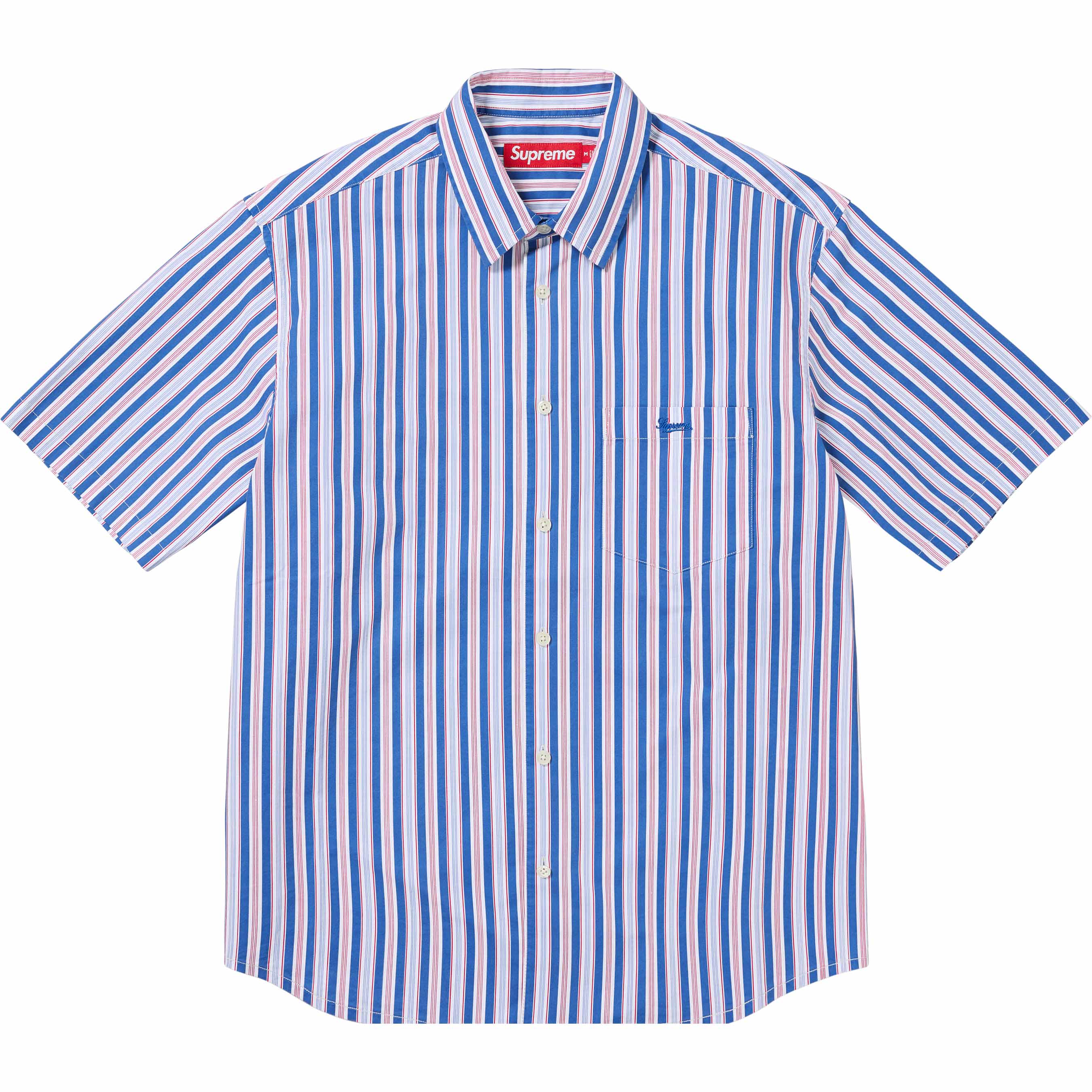 木村Supreme Loose Fit Stripe Shirt Blue XL