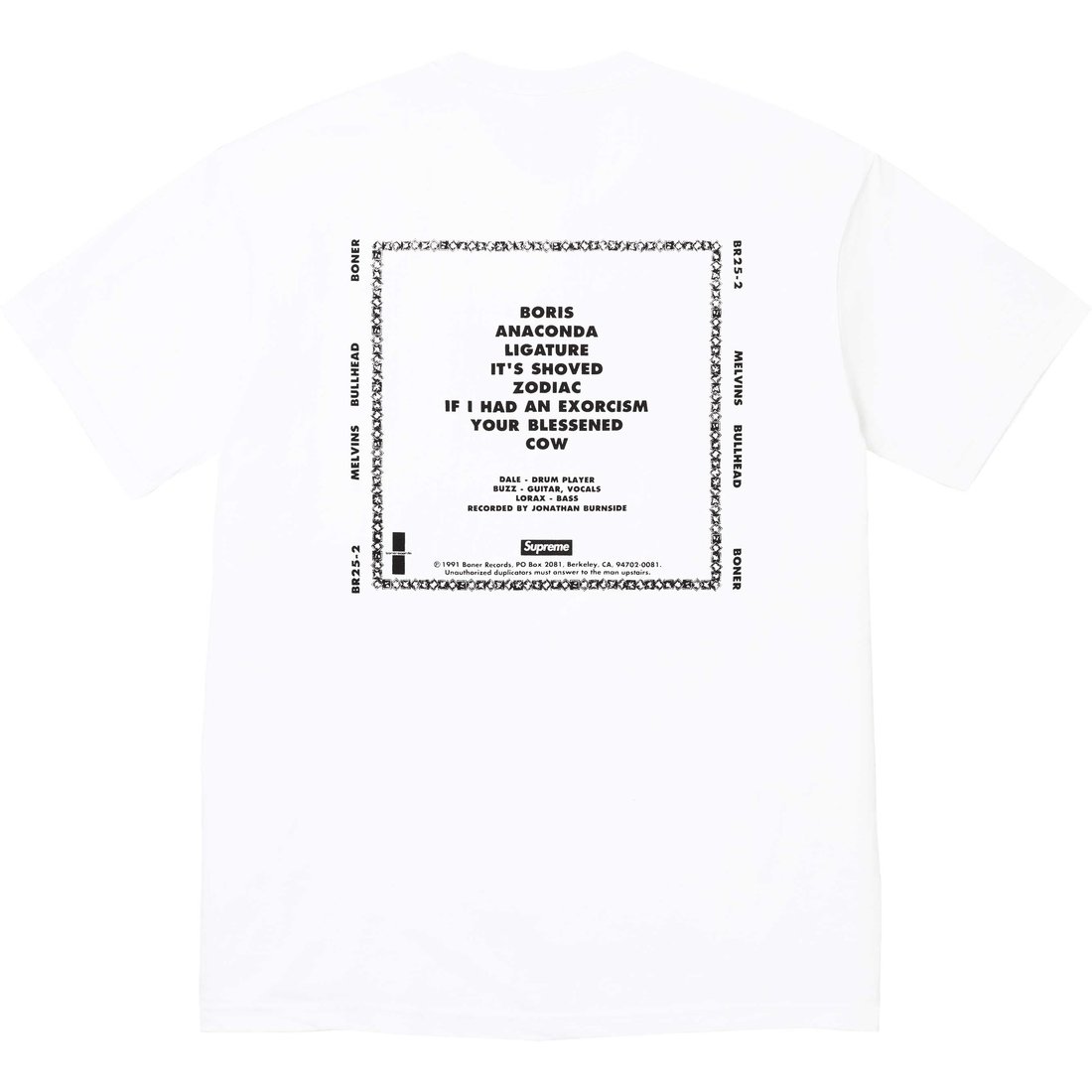Details on Melvins Bullhead Tee White from spring summer
                                                    2024 (Price is $48)