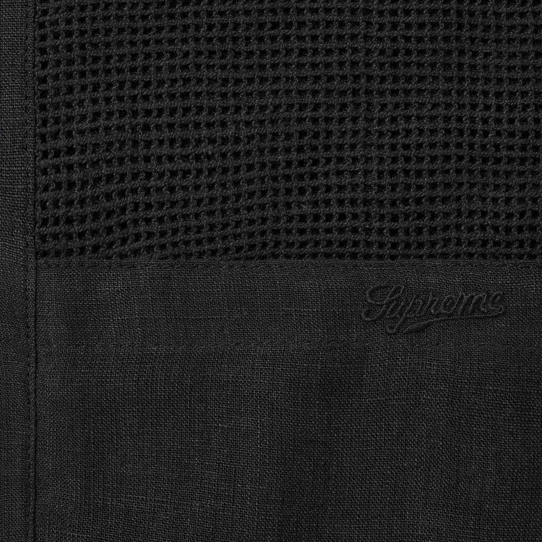Details on Mesh Panel Linen S S Shirt Black from spring summer
                                                    2024 (Price is $138)