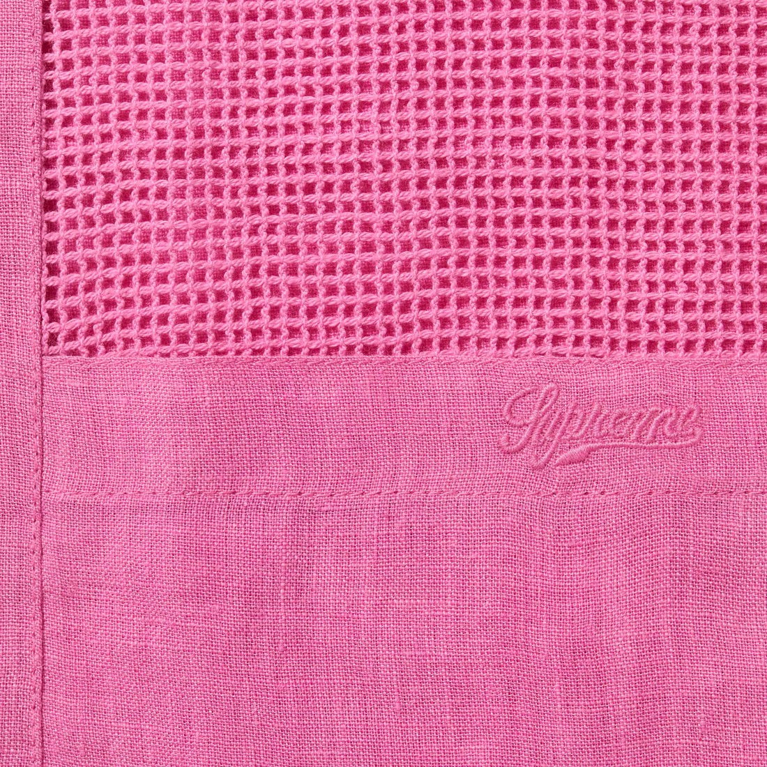 Details on Mesh Panel Linen S S Shirt Pink from spring summer
                                                    2024 (Price is $138)