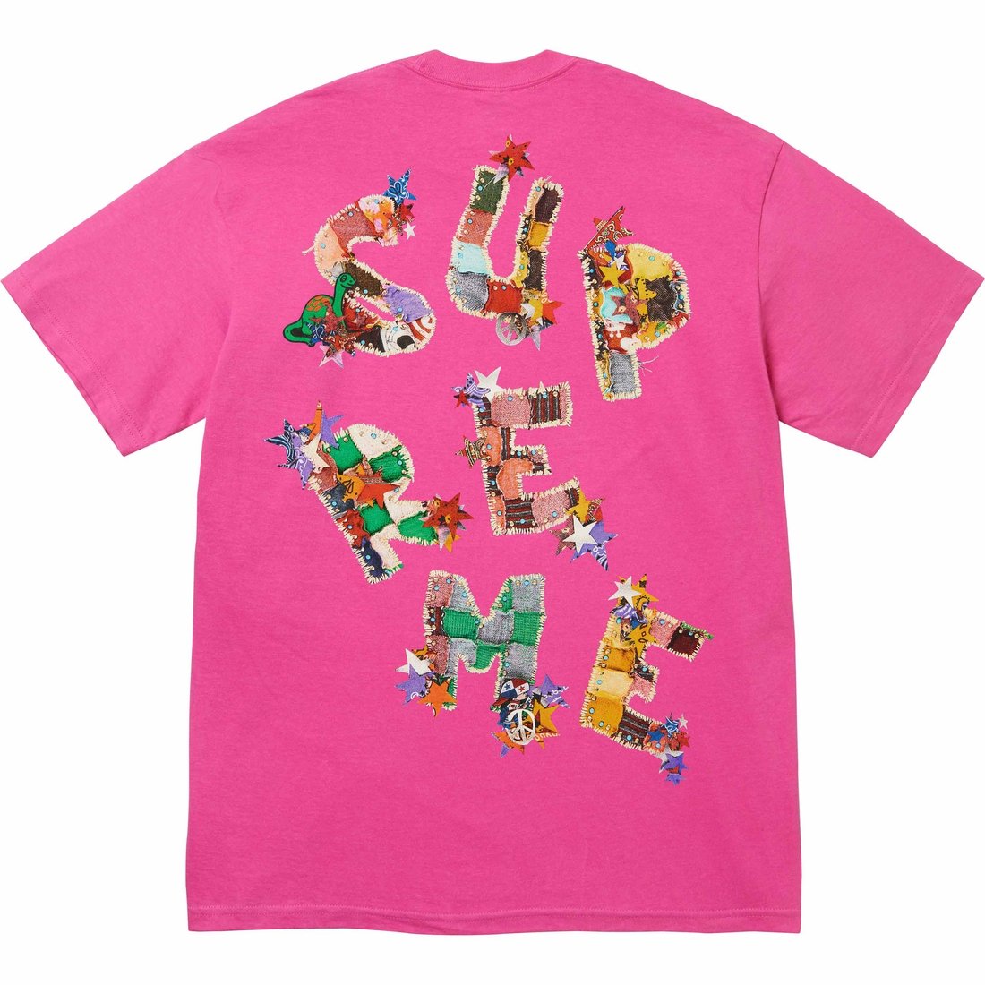 Details on Patchwork Tee Fuchsia from spring summer
                                                    2024 (Price is $40)