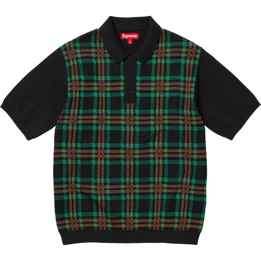 Details on Plaid Knit S S Polo Black from spring summer
                                                    2024 (Price is $128)