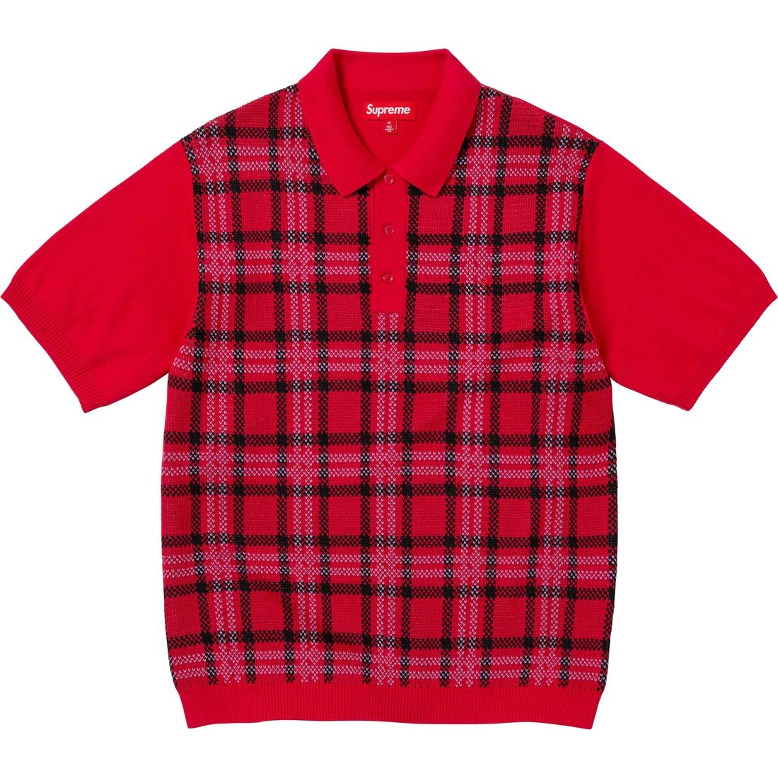 Details on Plaid Knit S S Polo Red from spring summer
                                                    2024 (Price is $128)