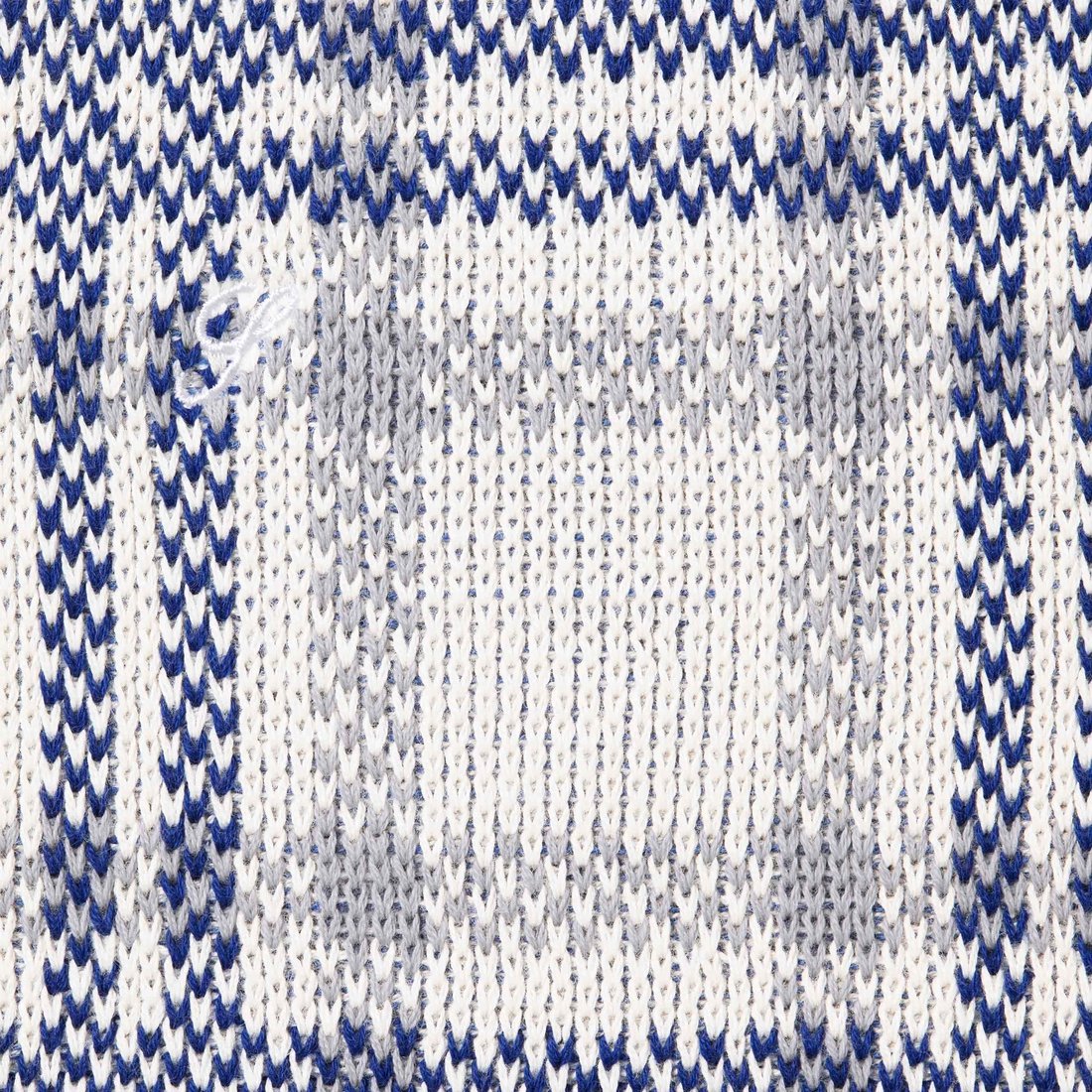 Details on Plaid Knit S S Polo White from spring summer
                                                    2024 (Price is $128)