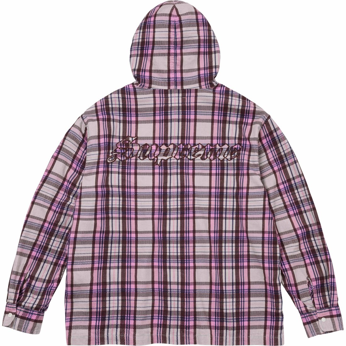 Details on Printed Hooded Flannel Shirt Pink from spring summer
                                                    2024 (Price is $138)