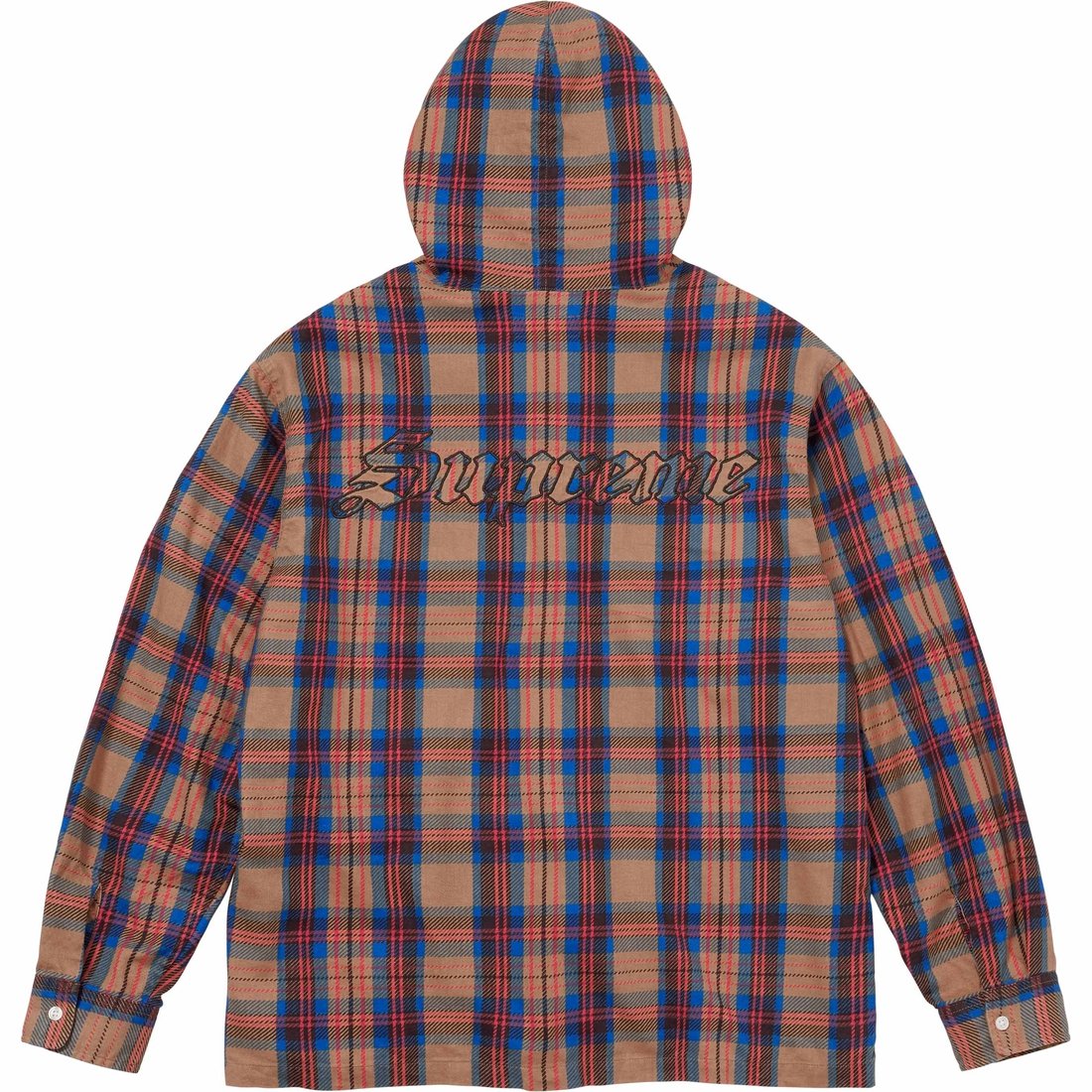 Details on Printed Hooded Flannel Shirt Tan from spring summer
                                                    2024 (Price is $138)