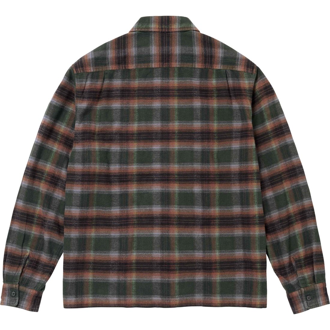 Details on Shadow Plaid Flannel Zip Up Shirt Green from spring summer
                                                    2024 (Price is $138)