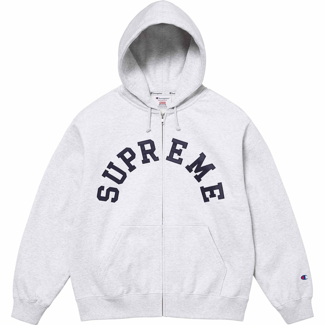 Details on Supreme Champion Zip Up Hooded Sweatshirt Ash Grey from spring summer
                                                    2024 (Price is $158)