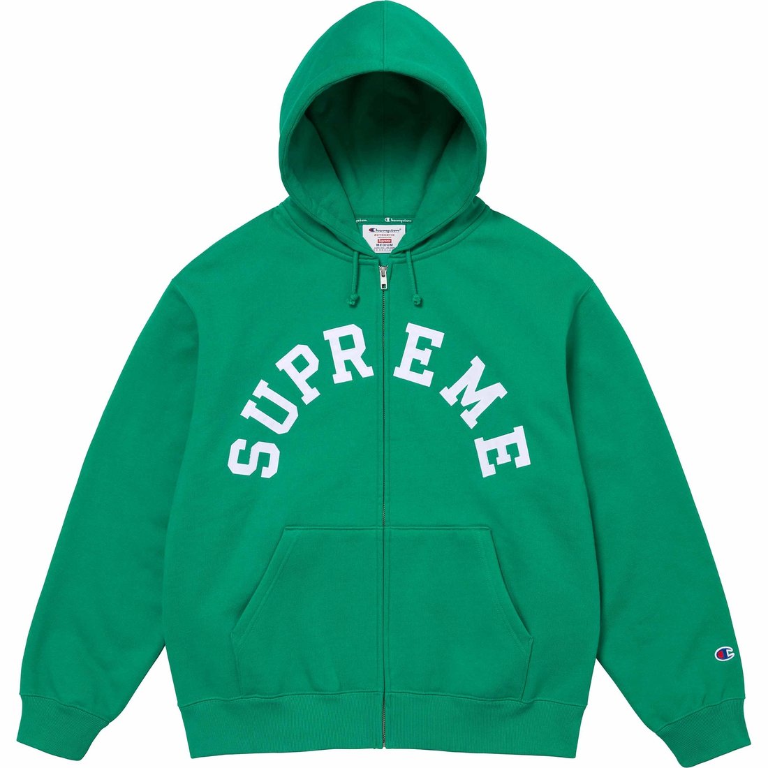 Details on Supreme Champion Zip Up Hooded Sweatshirt Green from spring summer
                                                    2024 (Price is $158)