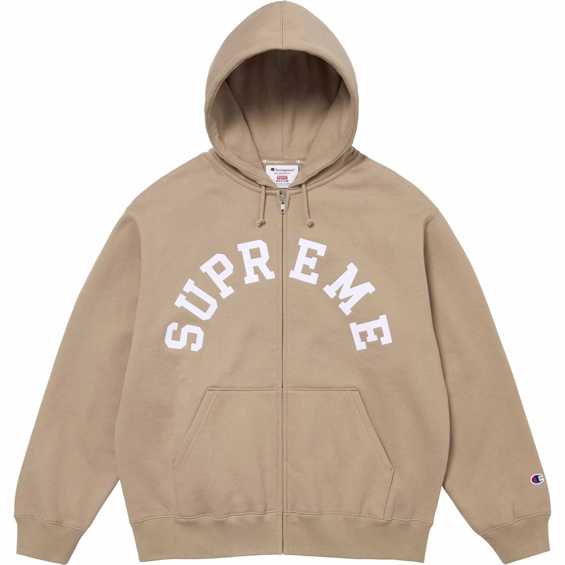 Details on Supreme Champion Zip Up Hooded Sweatshirt Tan from spring summer
                                                    2024 (Price is $158)