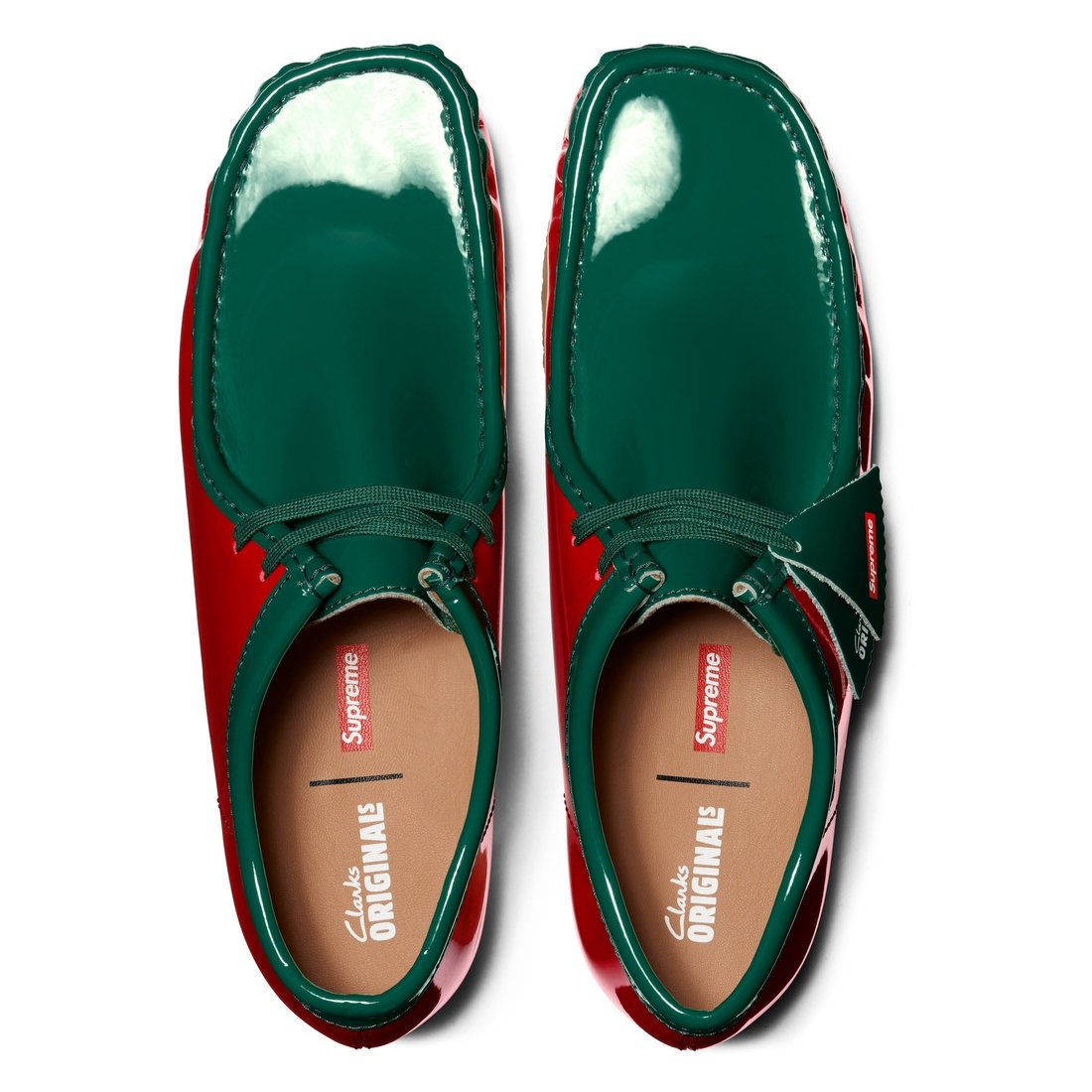 Details on Supreme Clarks Originals Patent Leather Wallabee Multicolor from spring summer
                                                    2024 (Price is $178)