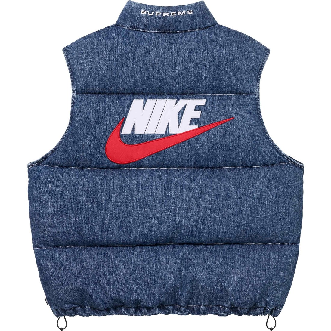 Details on Supreme Nike Denim Puffer Vest Indigo from spring summer
                                                    2024 (Price is $178)