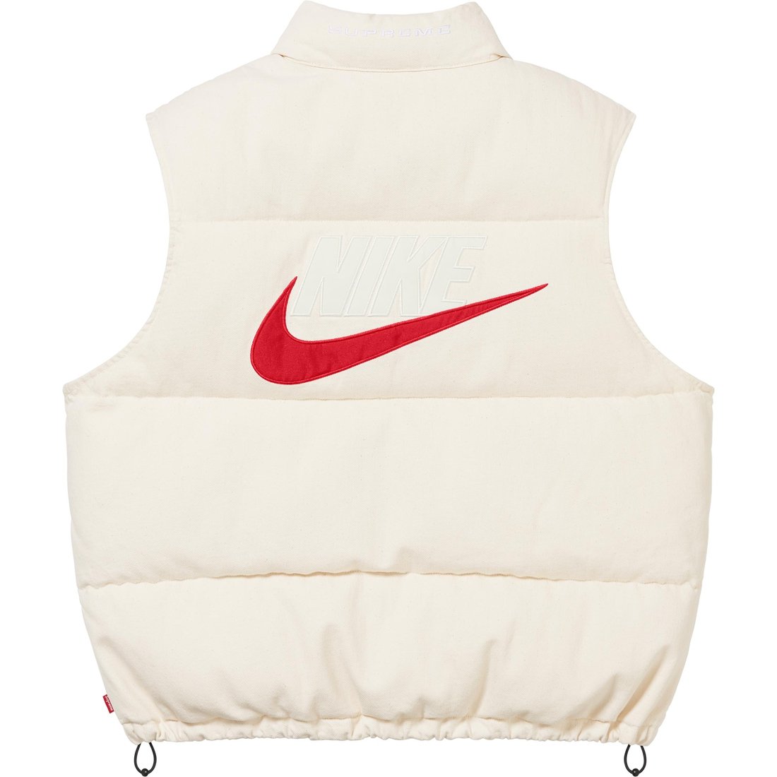 Details on Supreme Nike Denim Puffer Vest Natural from spring summer
                                                    2024 (Price is $178)