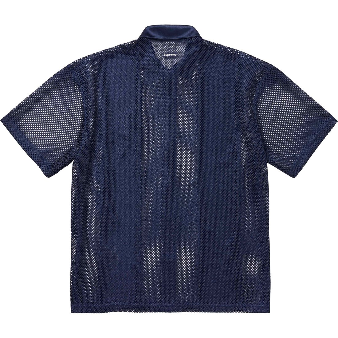 Details on Supreme Nike Mesh S S Shirt Navy from spring summer
                                                    2024 (Price is $128)