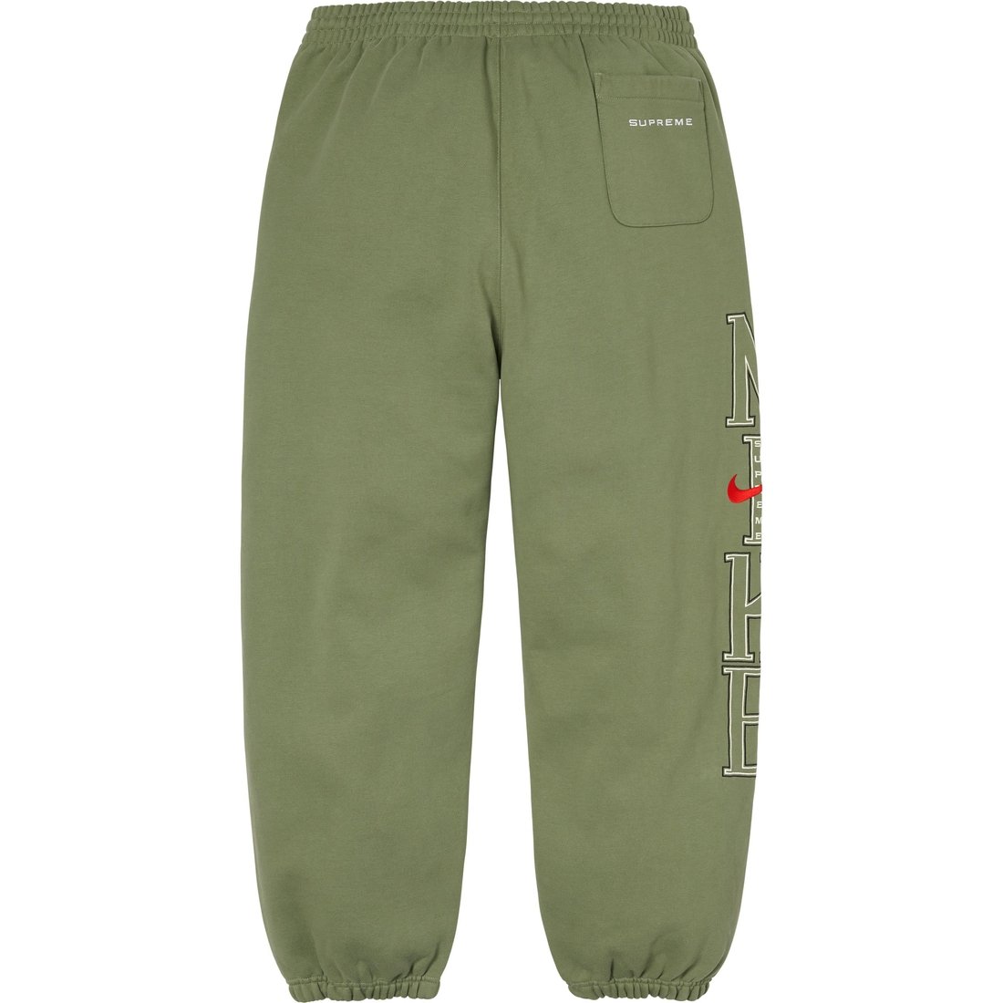Details on Supreme Nike Sweatpant Olive from spring summer
                                                    2024 (Price is $138)