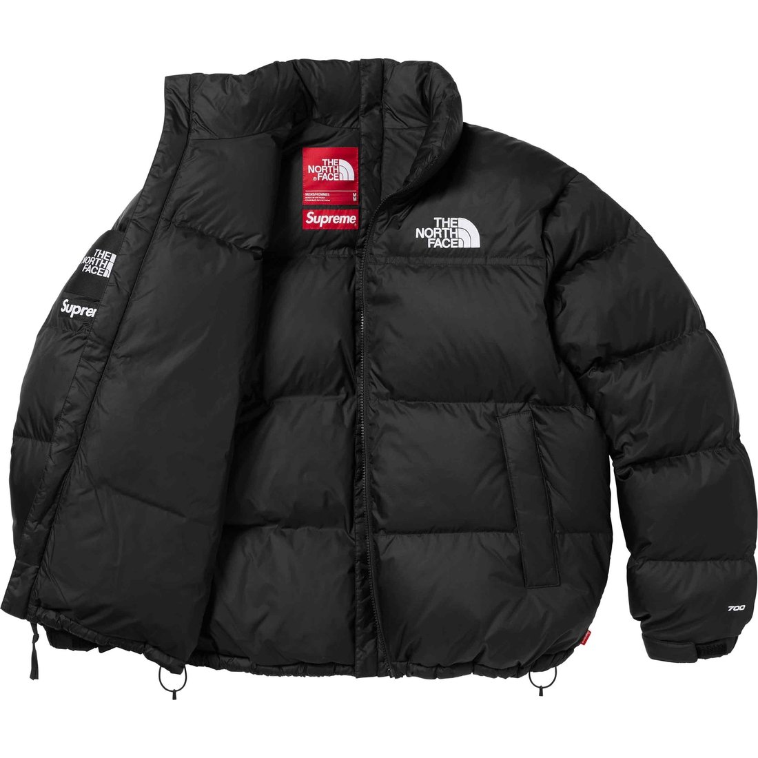 Details on Supreme The North Face Split Nuptse Jacket Black from spring summer
                                                    2024 (Price is $398)