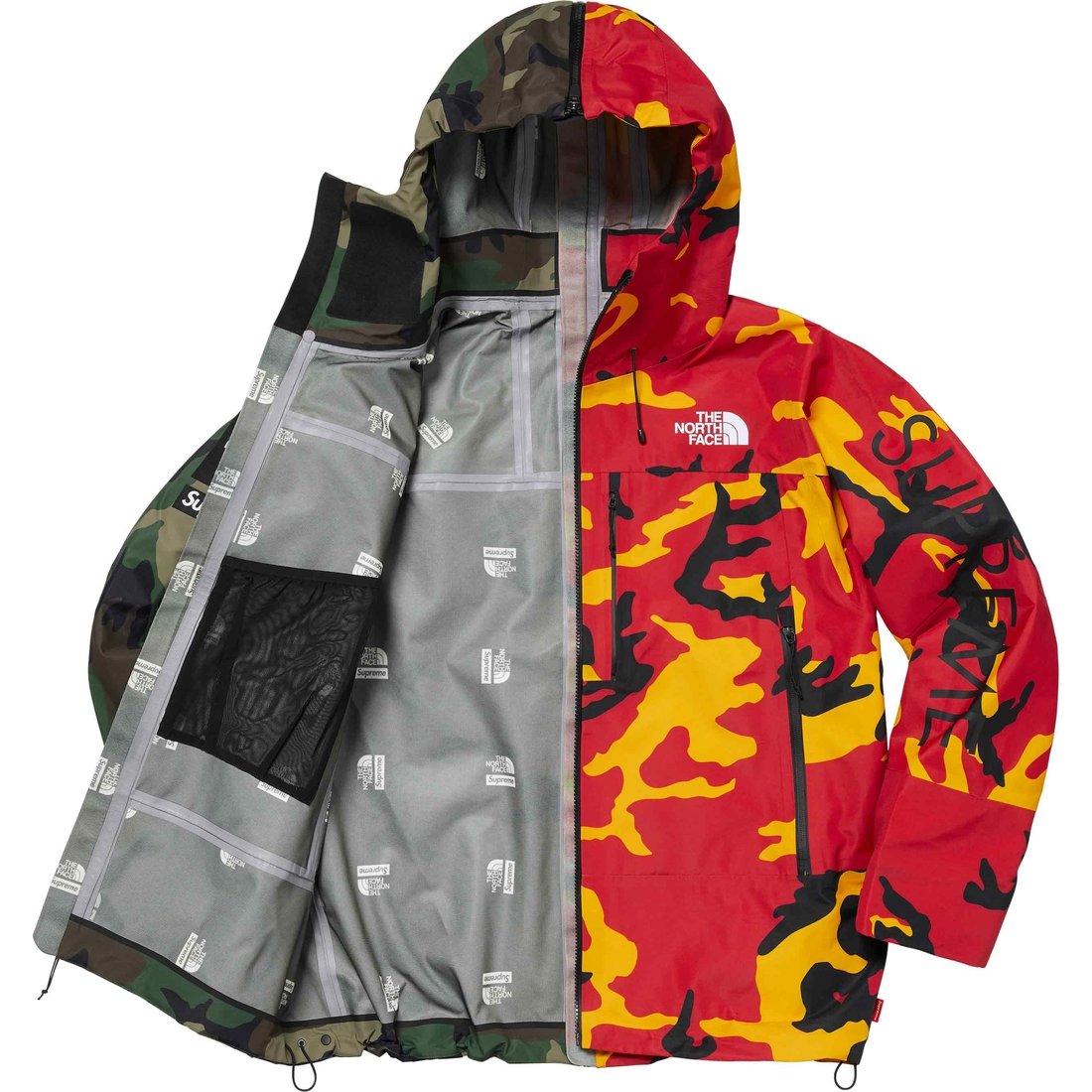 Details on Supreme The North Face Split Taped Seam Shell Jacket Camo from spring summer
                                                    2024 (Price is $398)