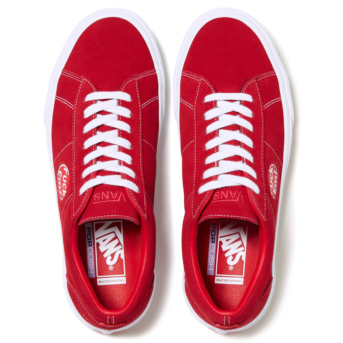 Details on Supreme Vans Sid Red from spring summer
                                                    2024 (Price is $110)