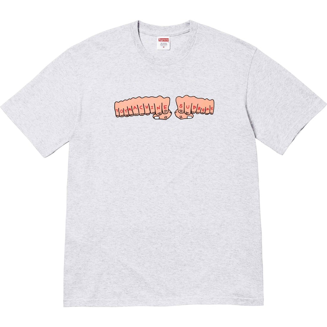 Details on Supreme Toy Machine Fist Tee Ash Grey from spring summer
                                                    2024 (Price is $44)