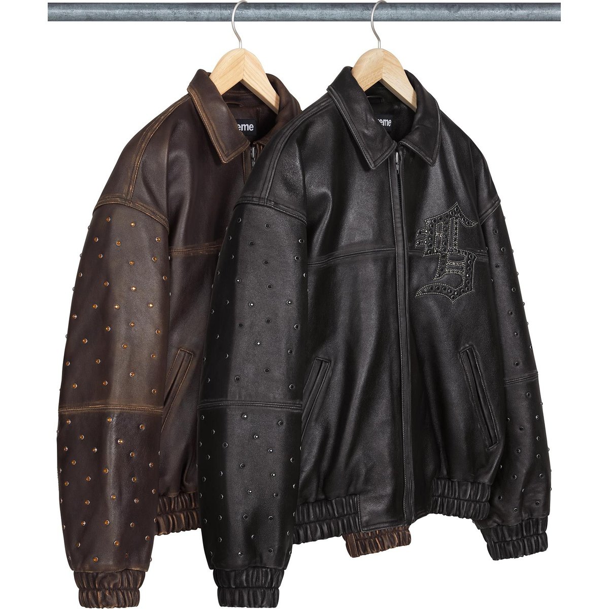 Supreme Gem Studded Leather Jacket released during spring summer 24 season