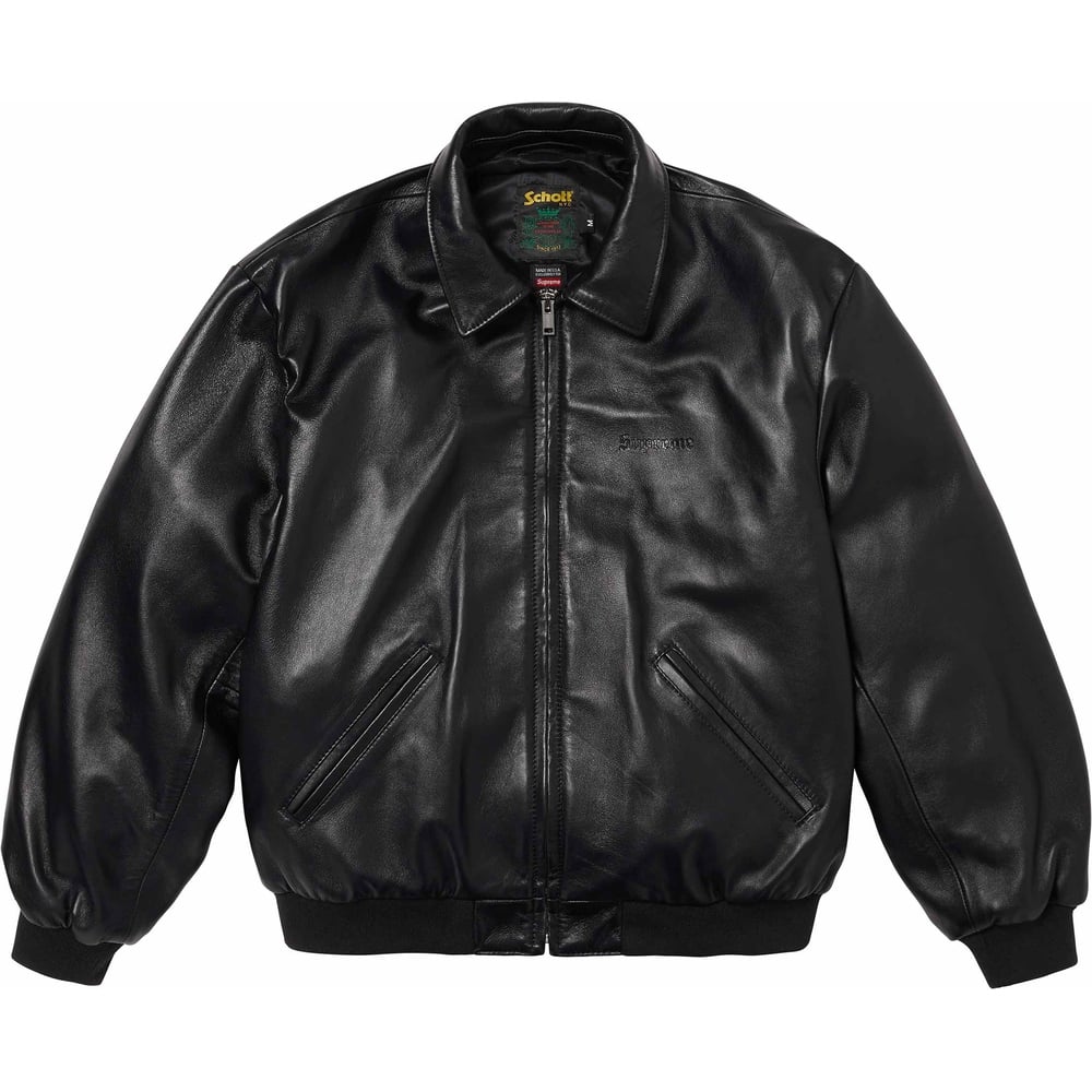 Details on Supreme Schott Hooded Leather Bomber Jacket  from spring summer
                                                    2024 (Price is $898)