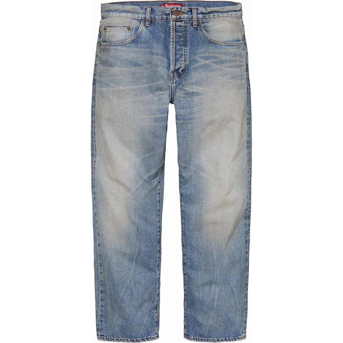 Supreme Distressed Loose Fit Selvedge Jean released during spring summer 24 season