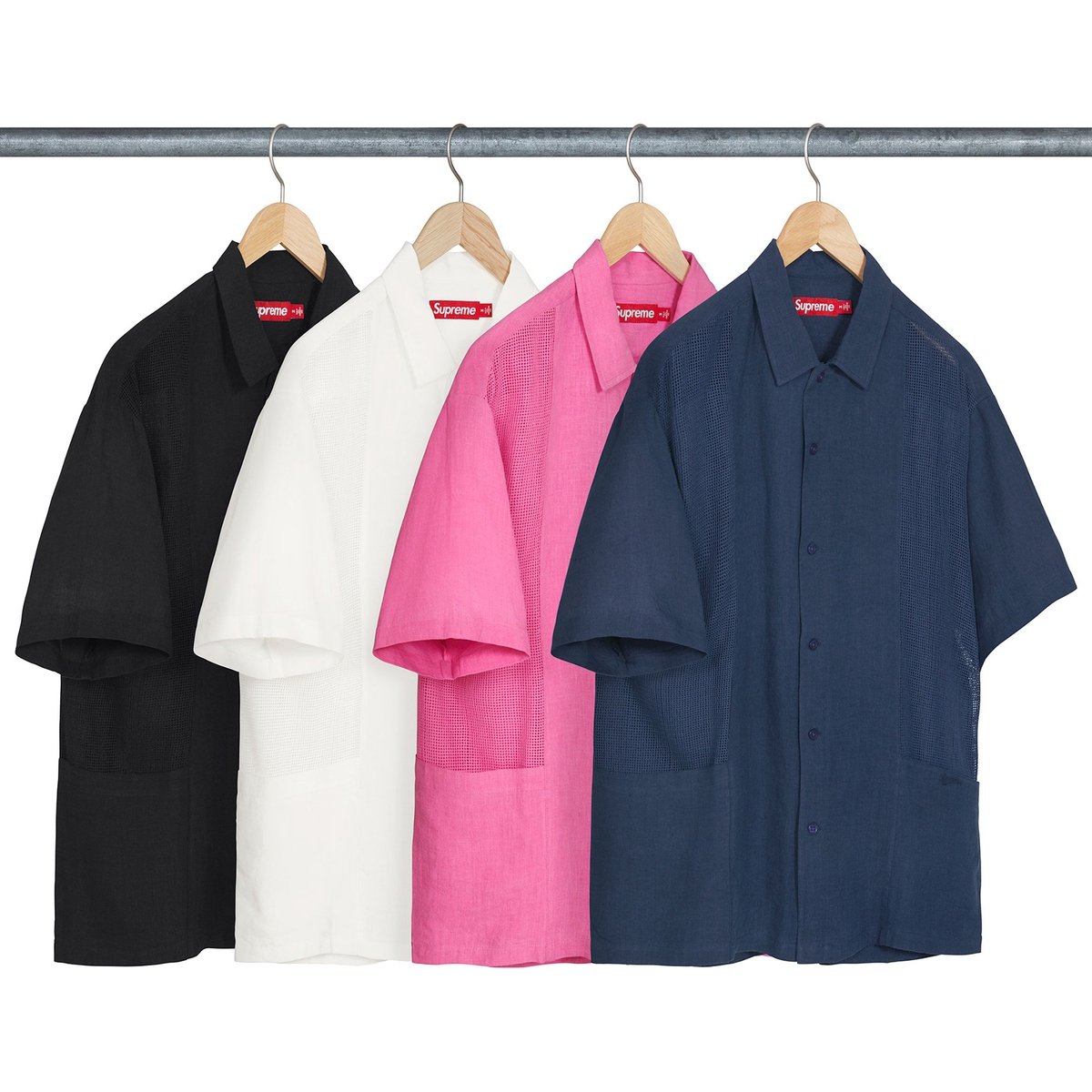 Supreme Mesh Panel Linen S S Shirt for spring summer 24 season