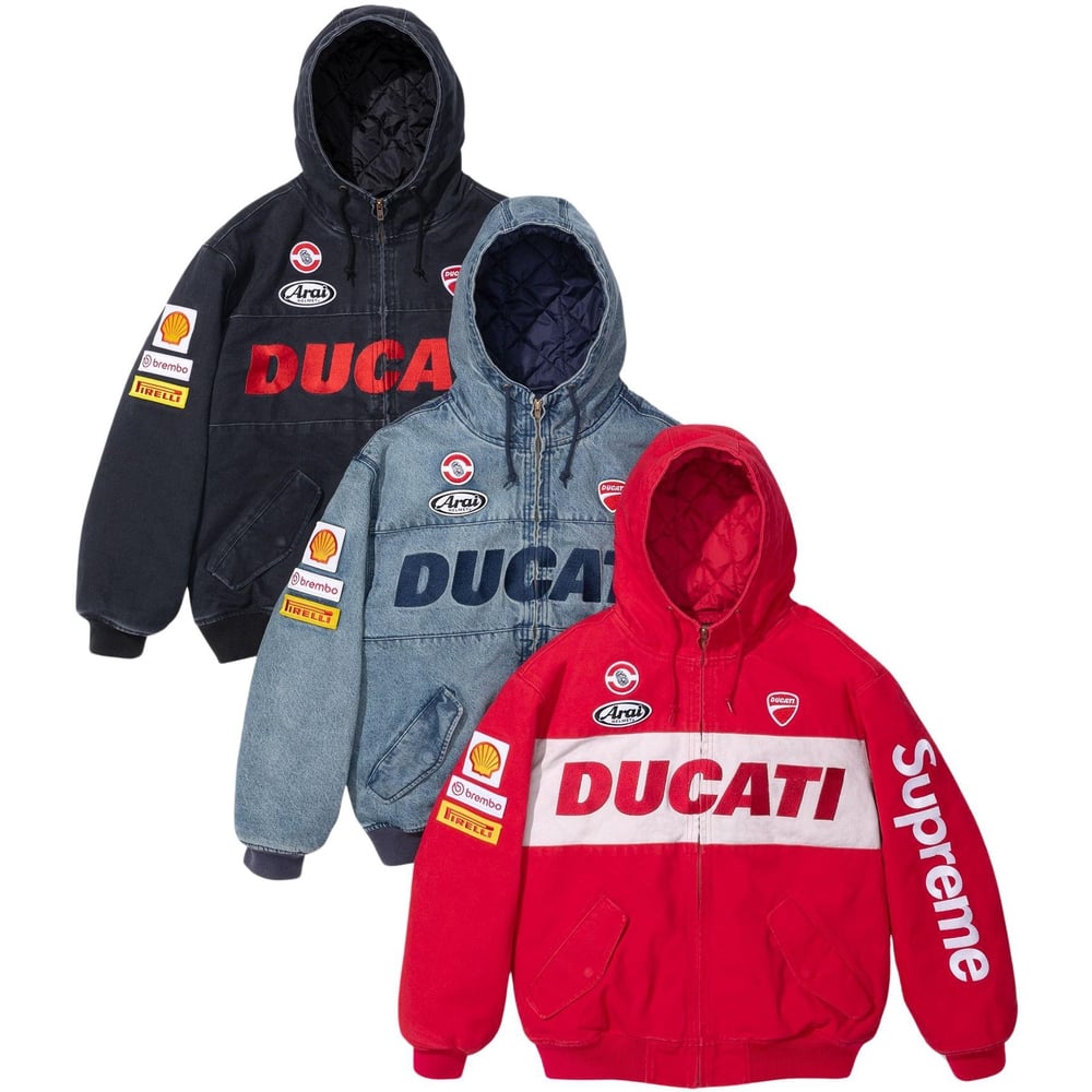 Details on Supreme Ducati Hooded Racing Jacket from spring summer
                                            2024 (Price is $368)