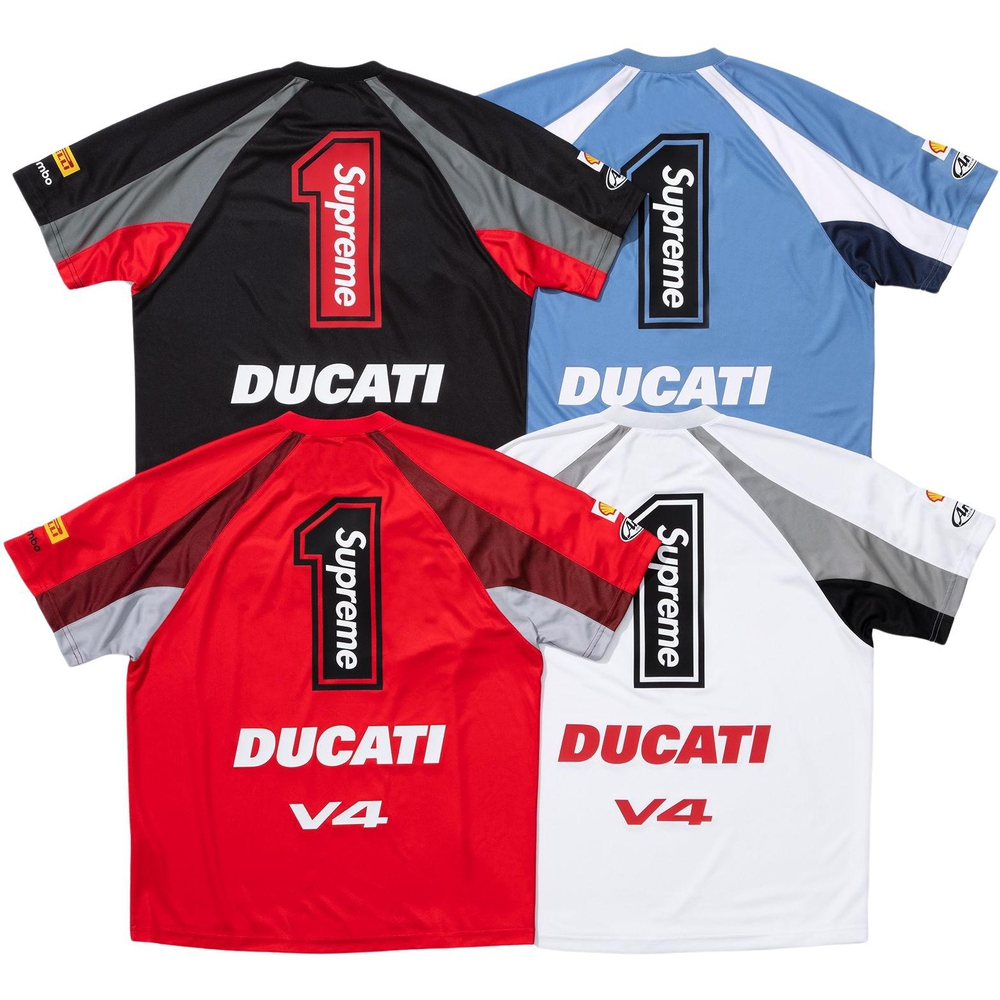 Details on Supreme Ducati Soccer Jersey from spring summer
                                            2024 (Price is $118)