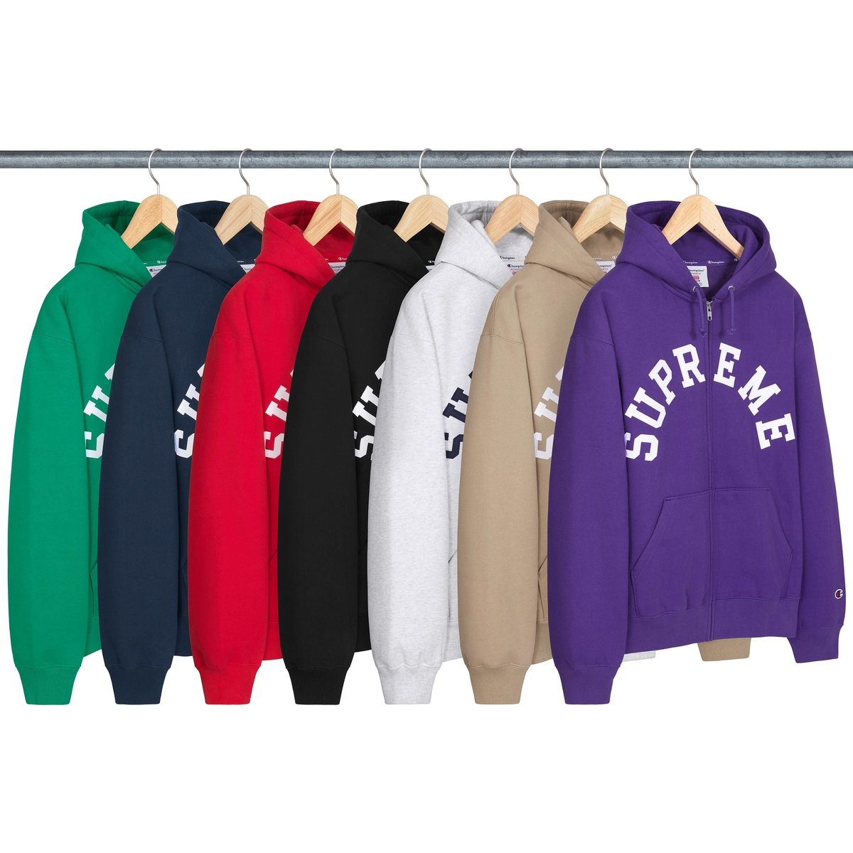 Details on Supreme Champion Zip Up Hooded Sweatshirt from spring summer
                                            2024 (Price is $158)