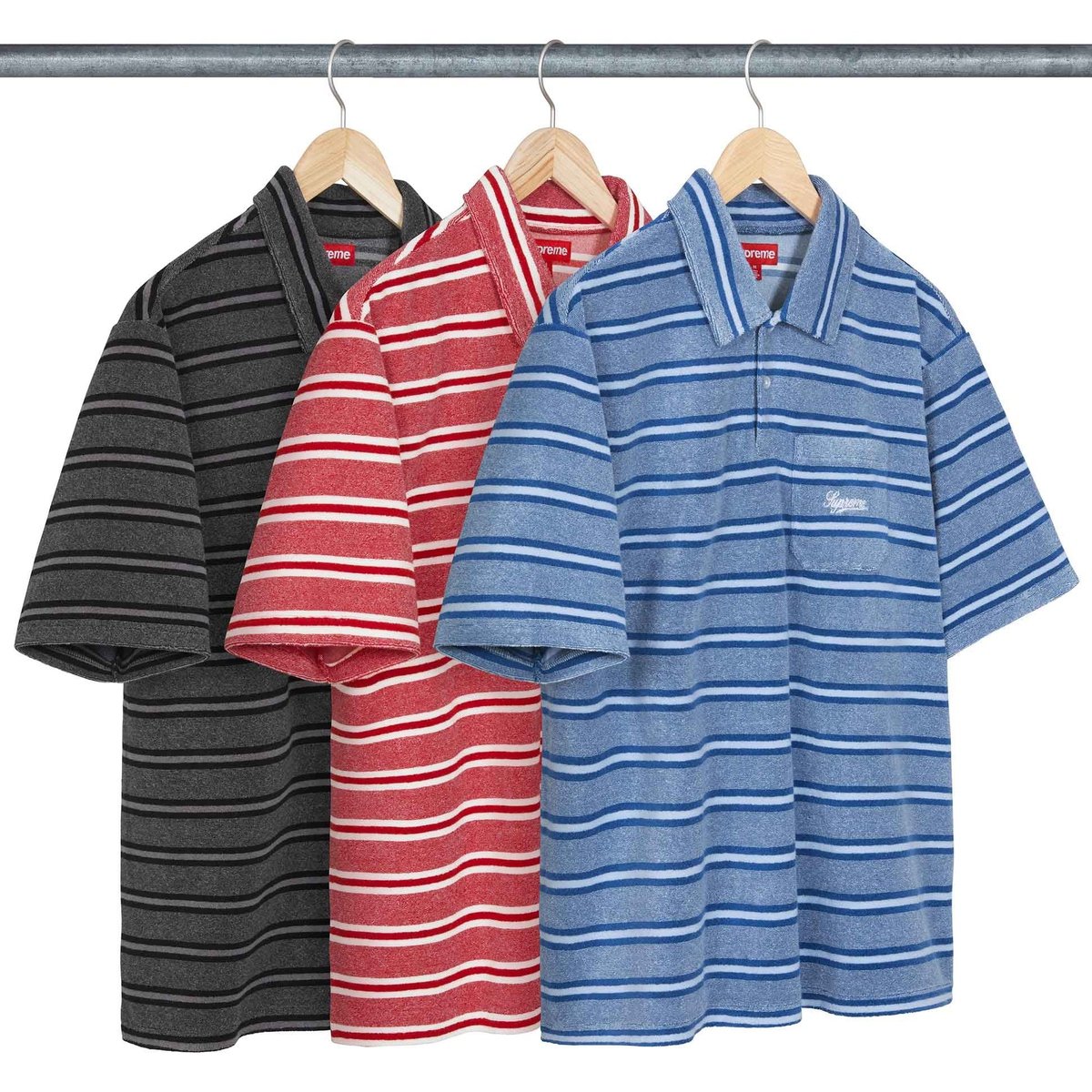 Supreme Stripe Terry S S Polo releasing on Week 14 for spring summer 2024