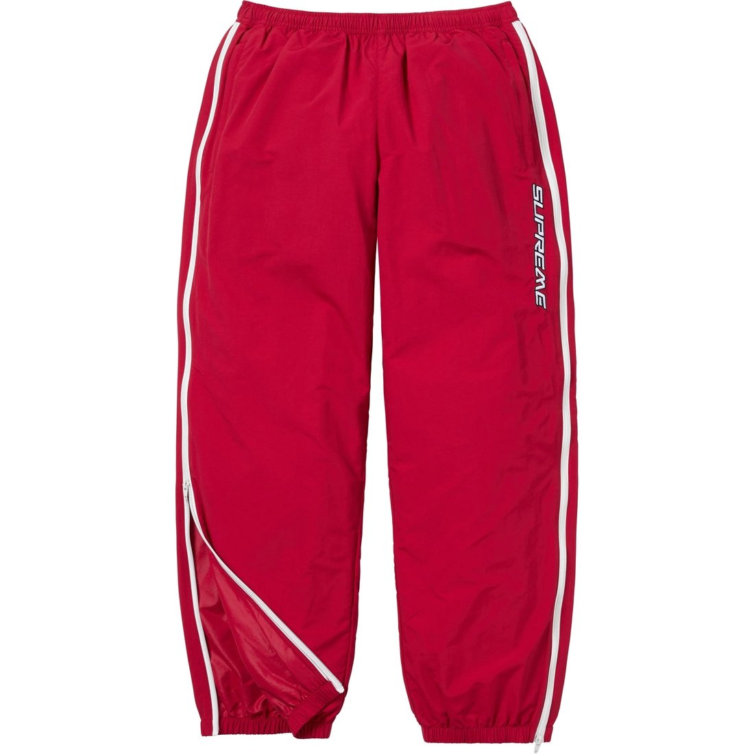 Details on Contrast Zip Warm Up Pant Red from spring summer
                                                    2025 (Price is $148)