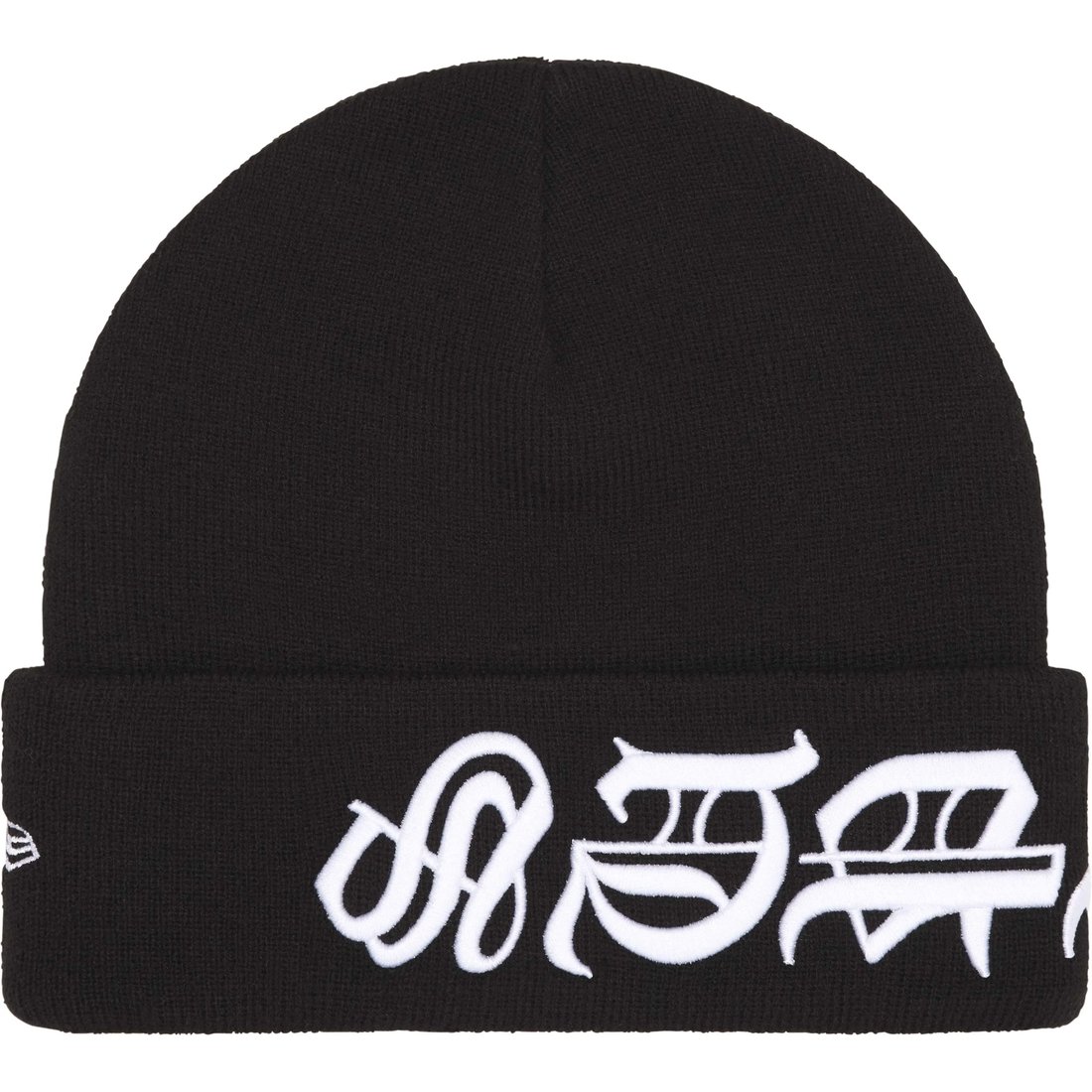 Details on New Era Blackletter Beanie Black from spring summer
                                                    2025 (Price is $40)