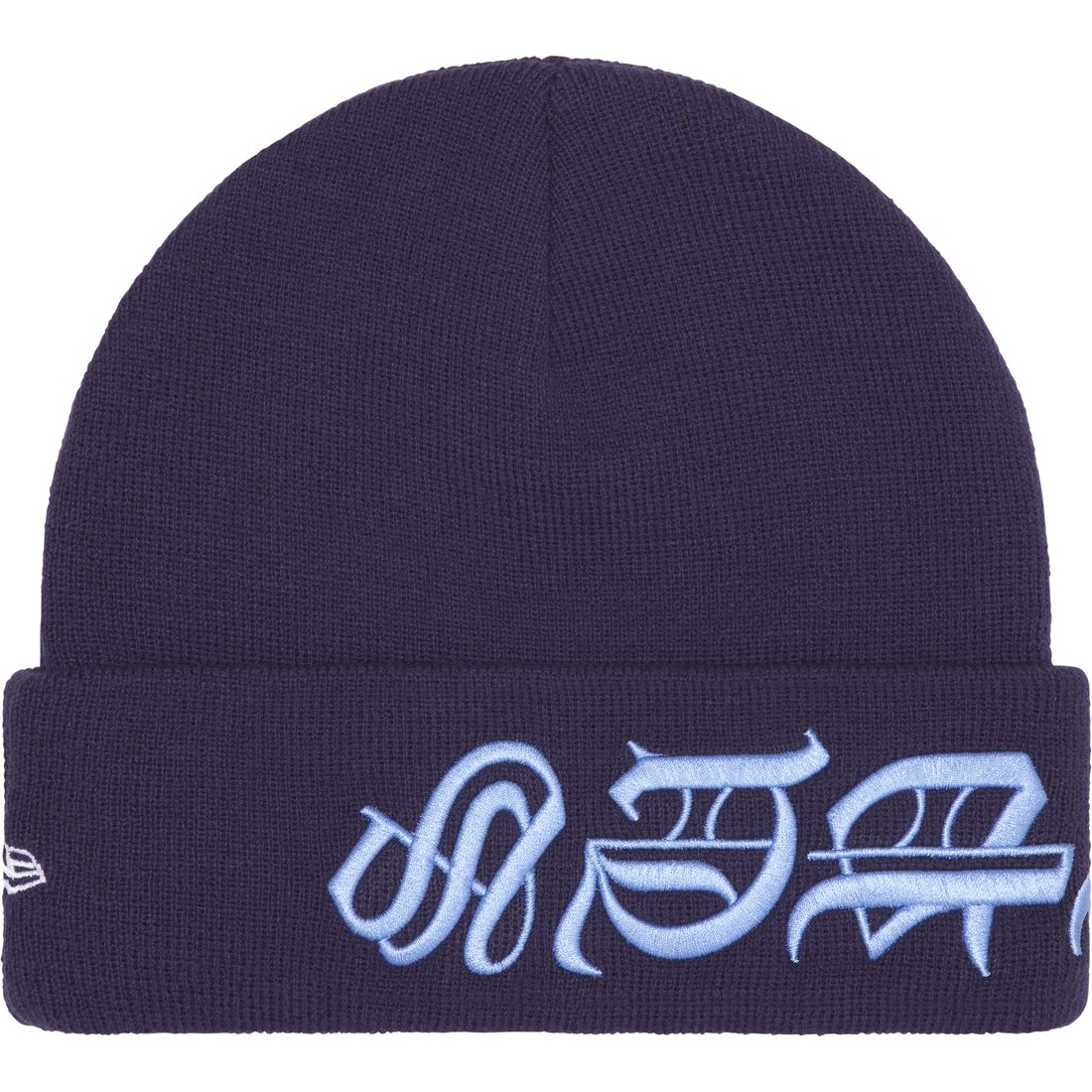 Details on New Era Blackletter Beanie Washed Navy from spring summer
                                                    2025 (Price is $40)