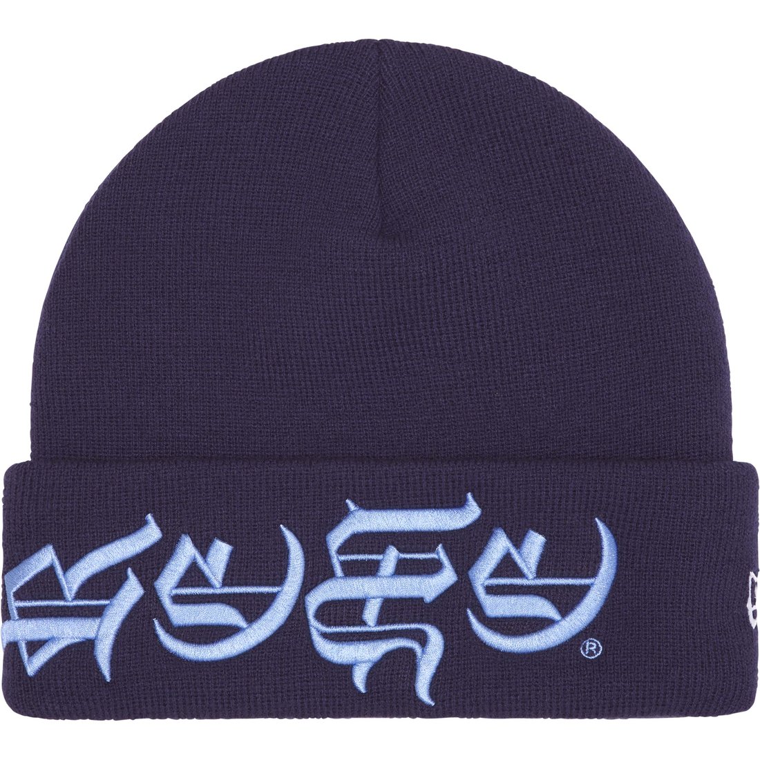 Details on New Era Blackletter Beanie Washed Navy from spring summer
                                                    2025 (Price is $40)